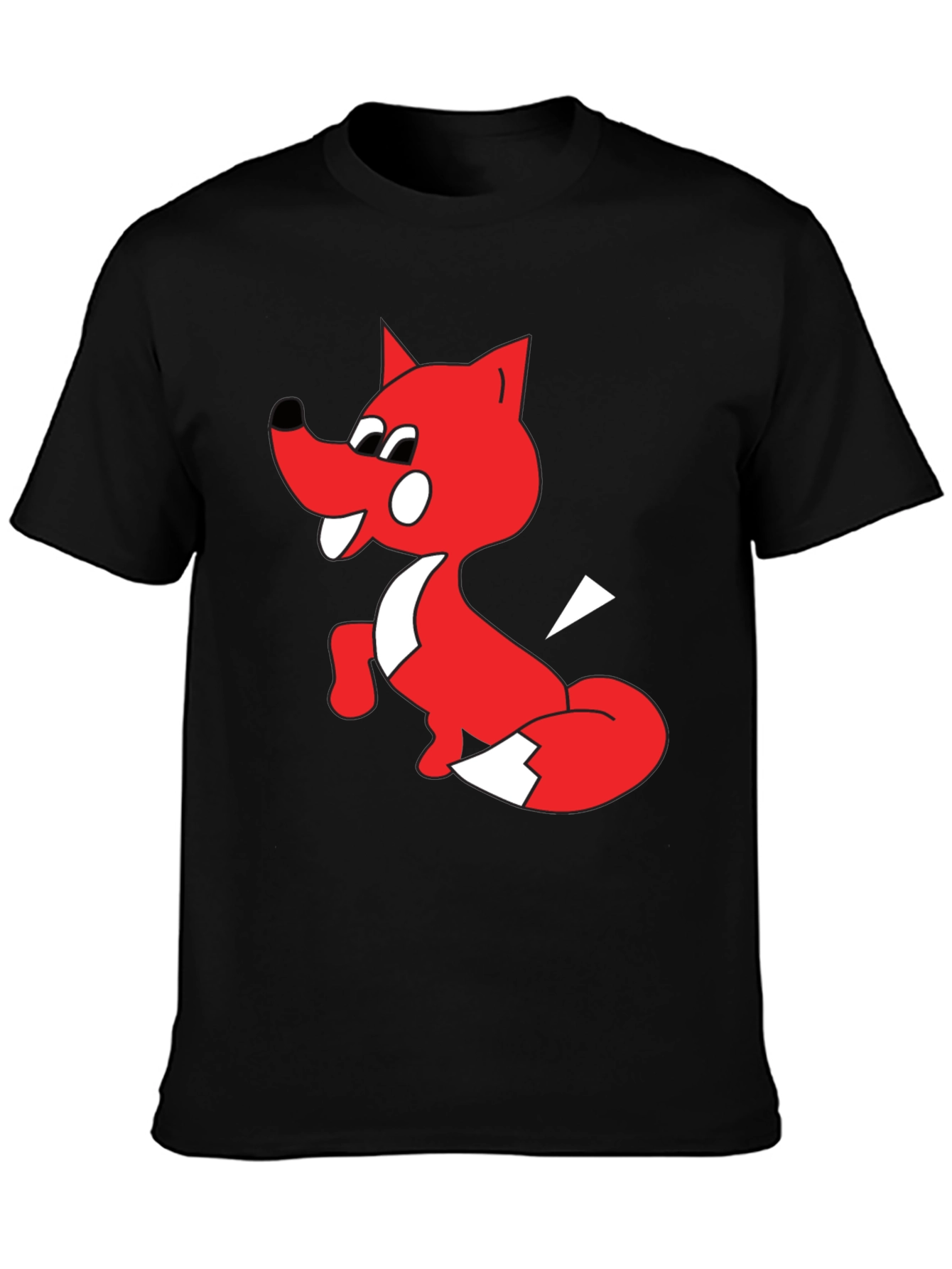 Cartoon Fox Graphic Tee - Unisex Black T-Shirt