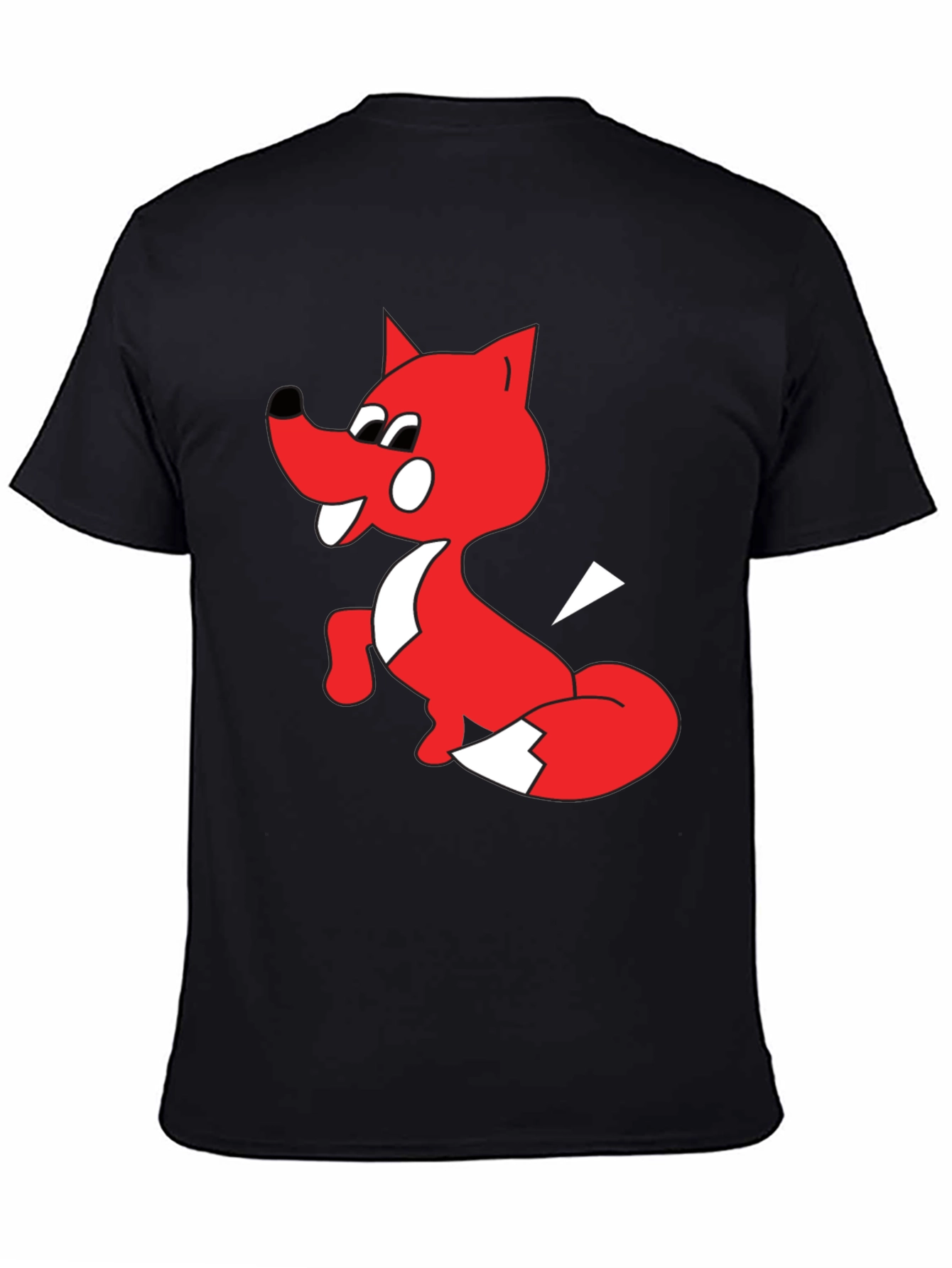 Cartoon Fox Graphic Tee - Unisex Black T-Shirt