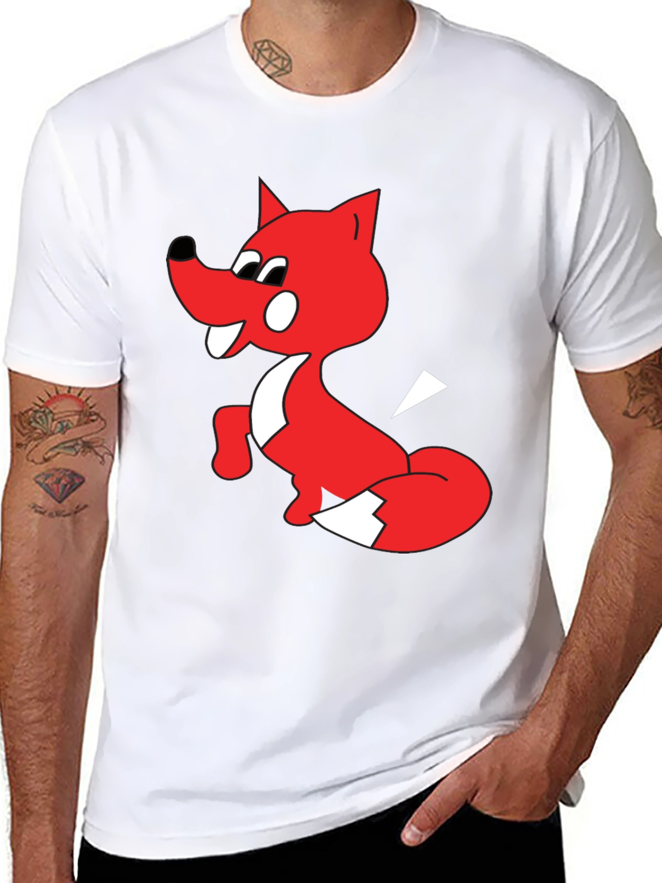 Cartoon Fox Graphic Tee - Unisex Black T-Shirt