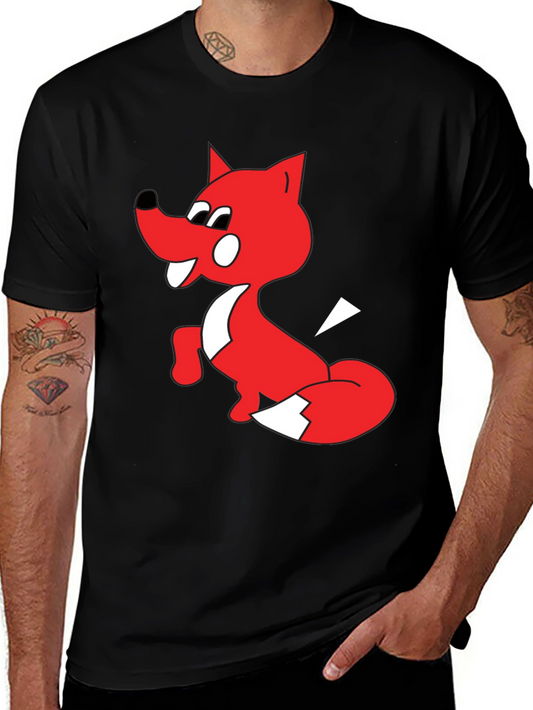 Cartoon Fox Graphic Tee - Unisex Black T-Shirt