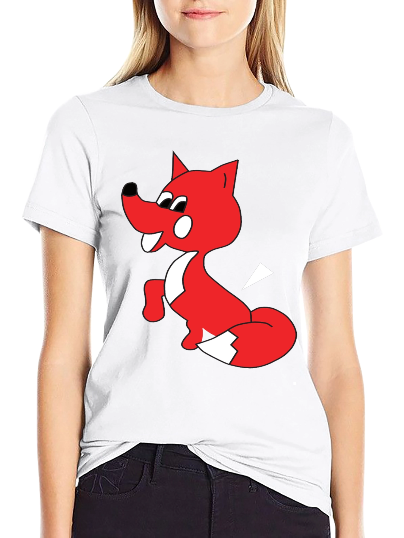 Cartoon Fox Graphic Tee - Unisex Black T-Shirt