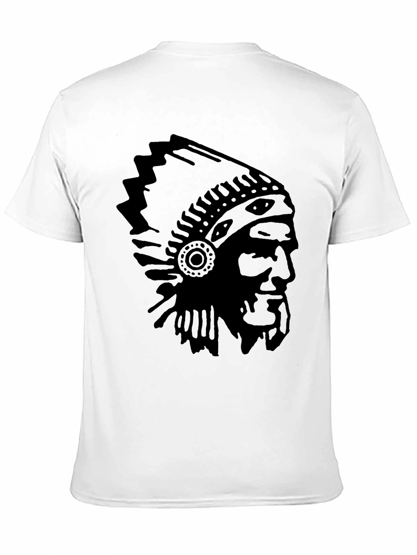 Mens Black T-Shirt with Native American Headdress Print