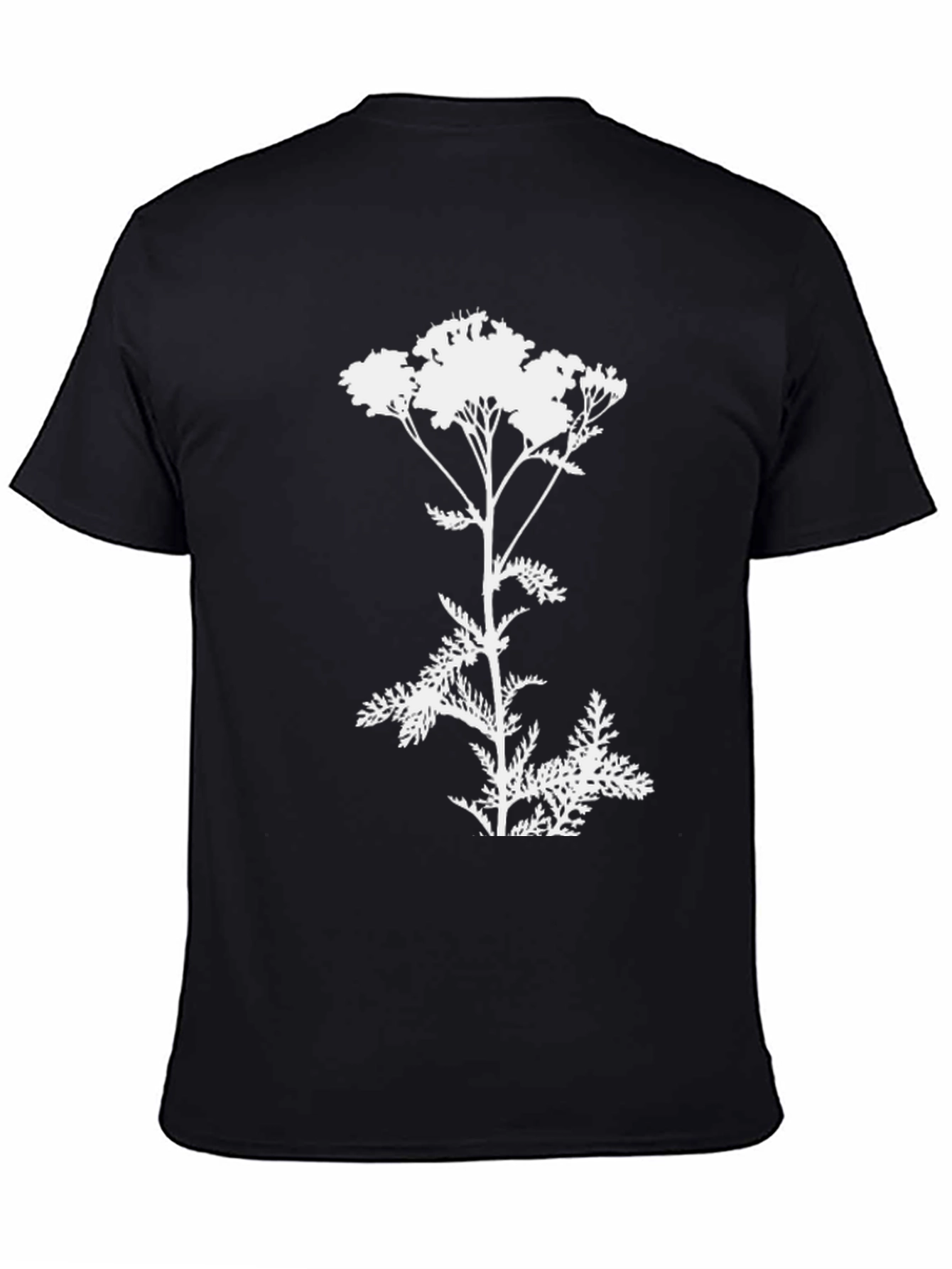 Botanical Yarrow T-Shirt: Black Cotton Graphic Tee