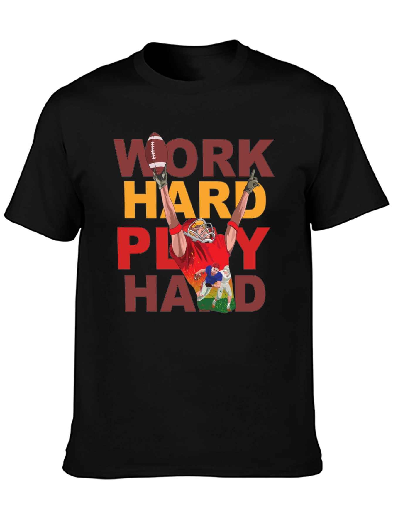 Work Hard Play Hard Football T-Shirt