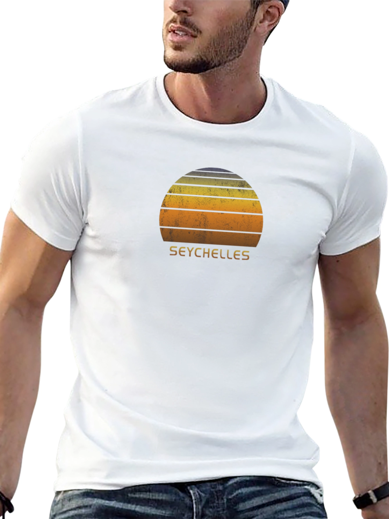 Seychelles Sunset Graphic Tee - Retro Vacation T-Shirt