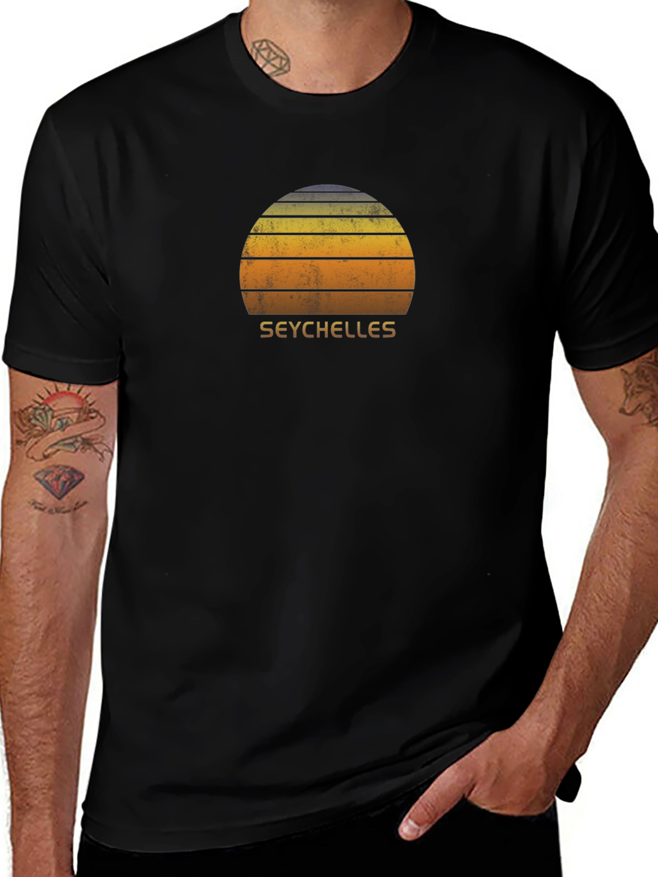 Seychelles Sunset Graphic Tee - Retro Vacation T-Shirt