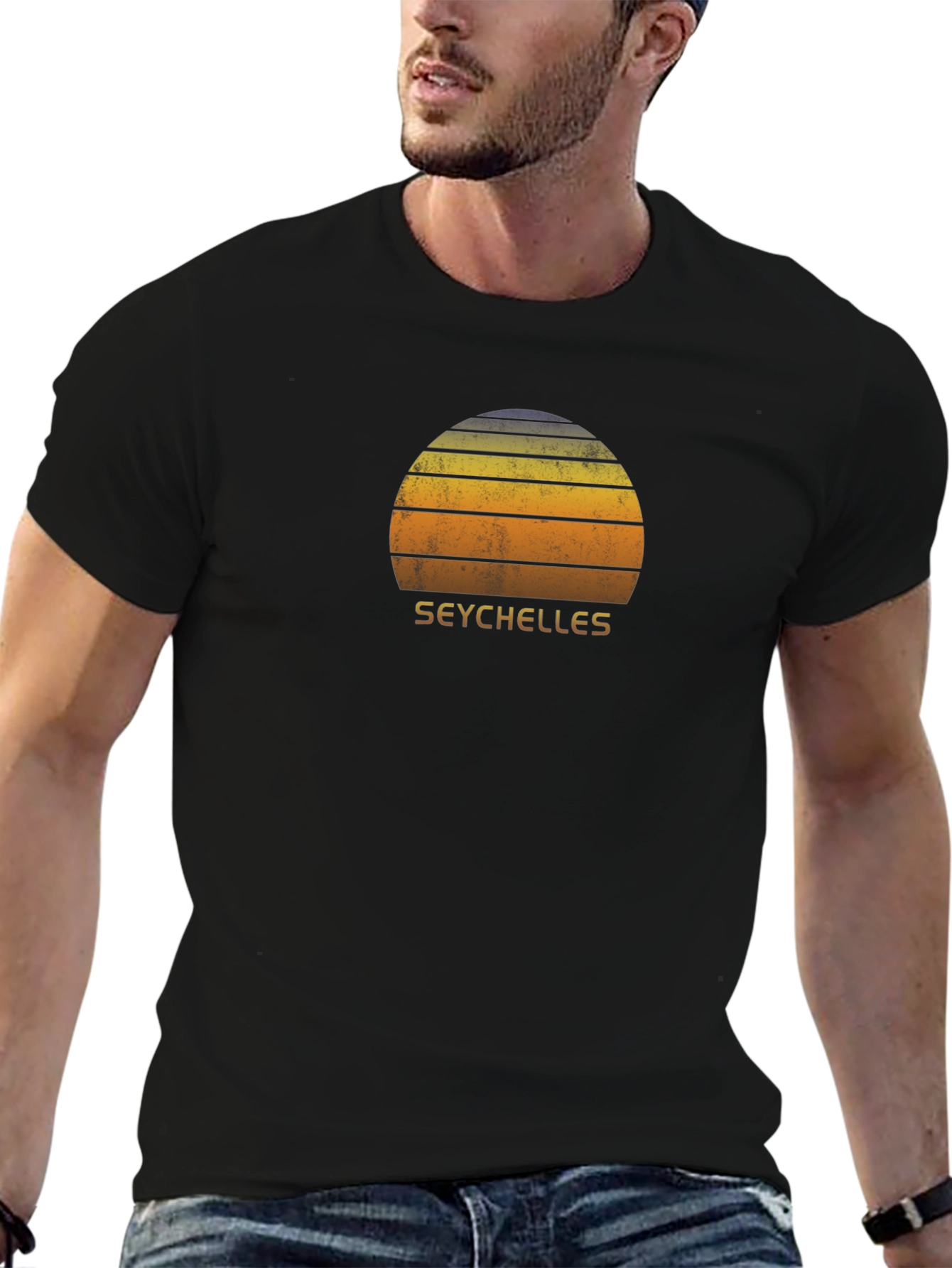 Seychelles Sunset Graphic Tee - Retro Vacation T-Shirt