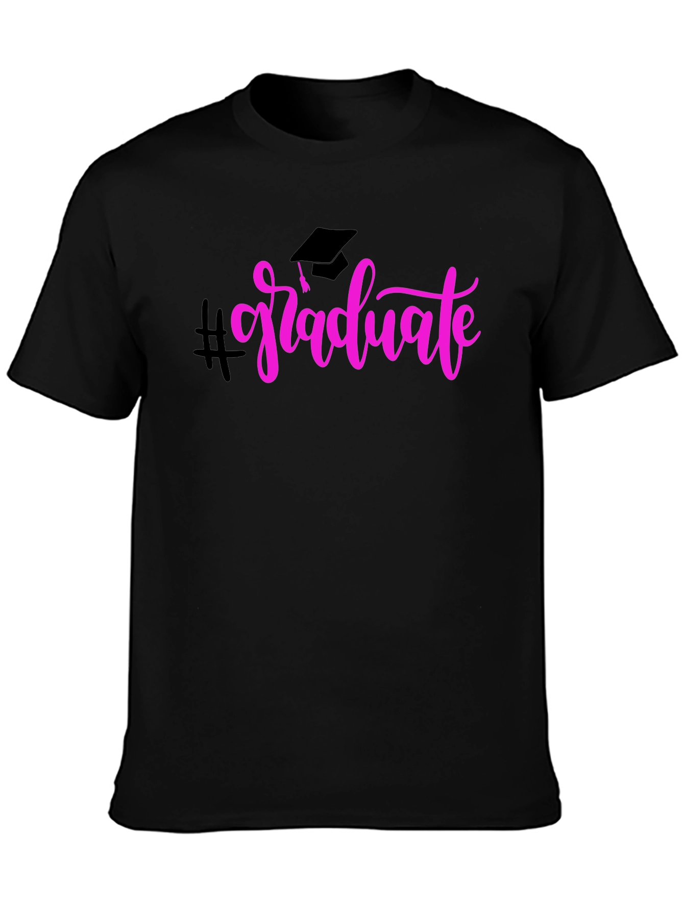 Graduate T-Shirt Black Cotton Pink Graphic