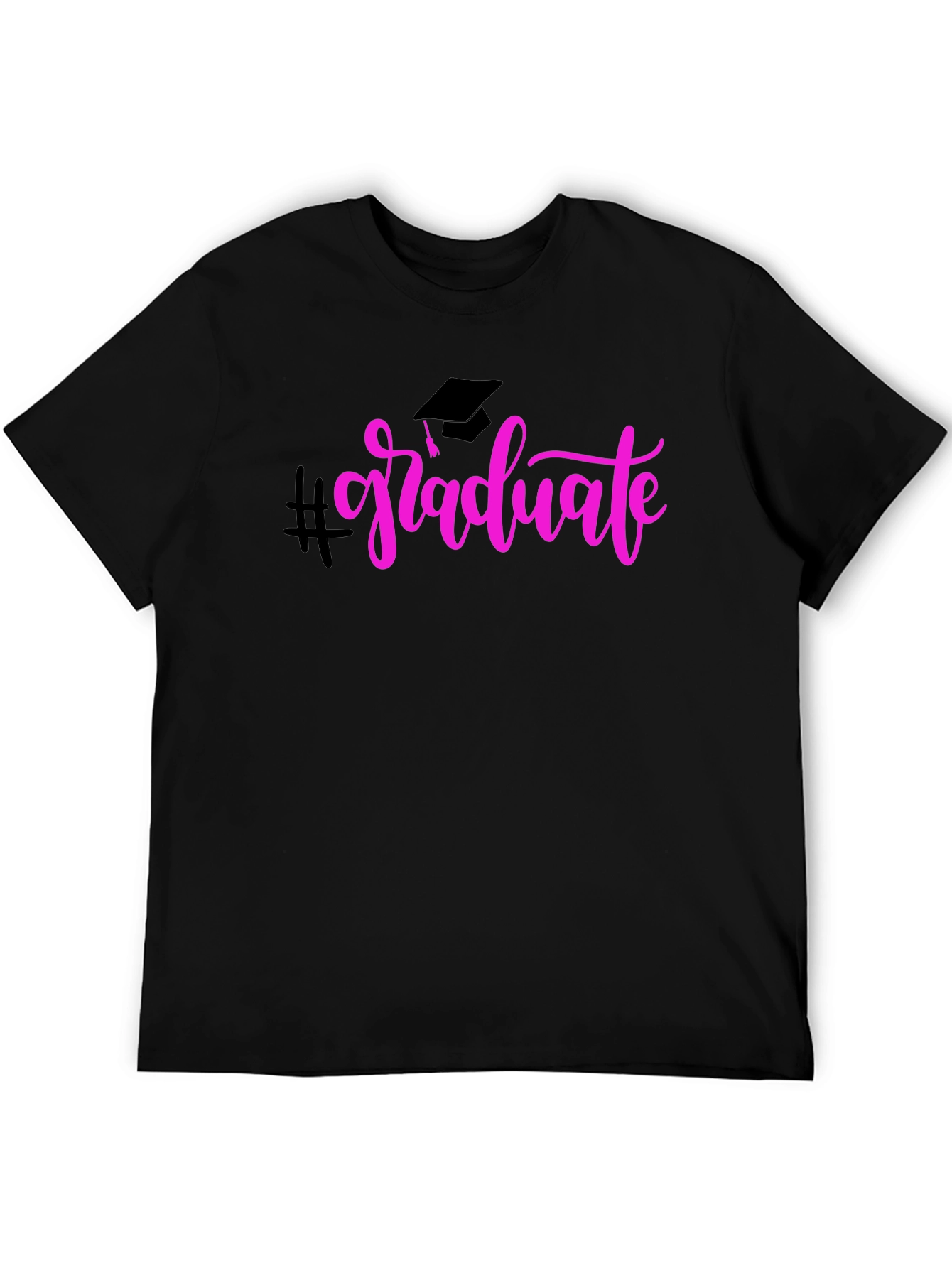 Graduate T-Shirt Black Cotton Pink Graphic