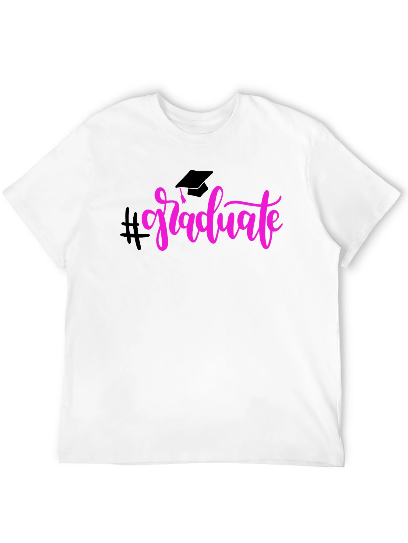 Graduate T-Shirt Black Cotton Pink Graphic