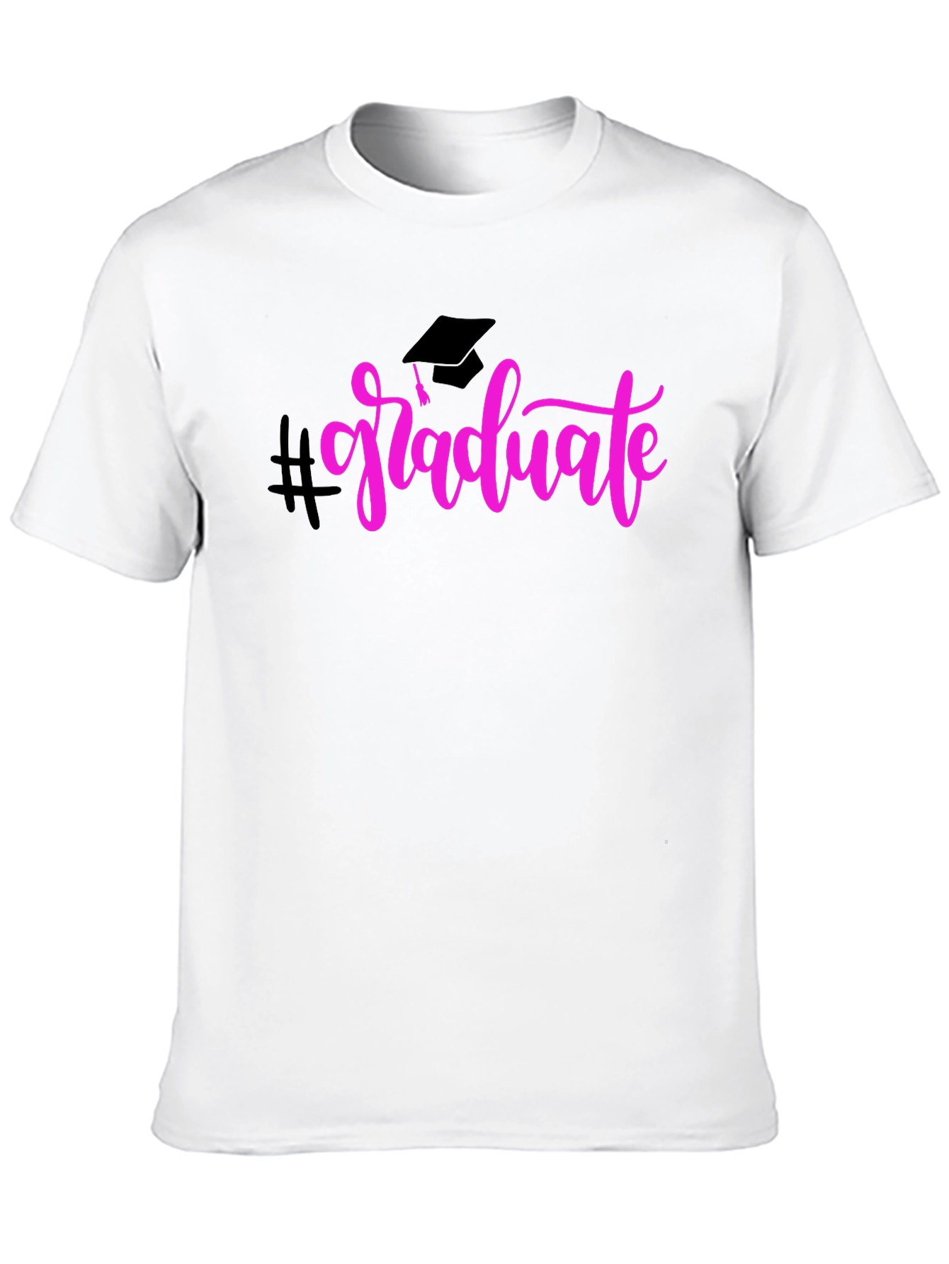 Graduate T-Shirt Black Cotton Pink Graphic