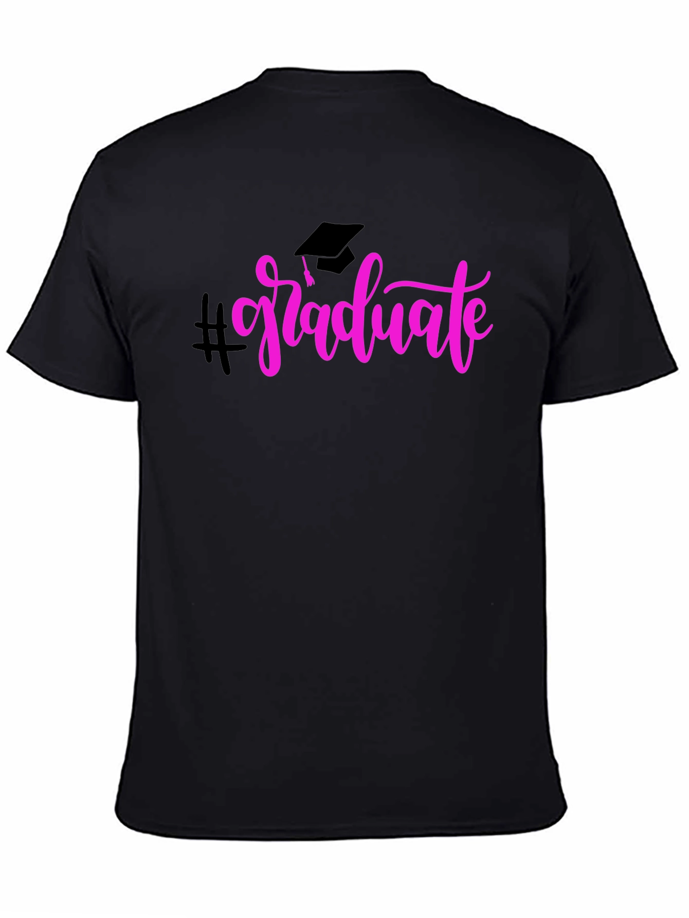 Graduate T-Shirt Black Cotton Pink Graphic