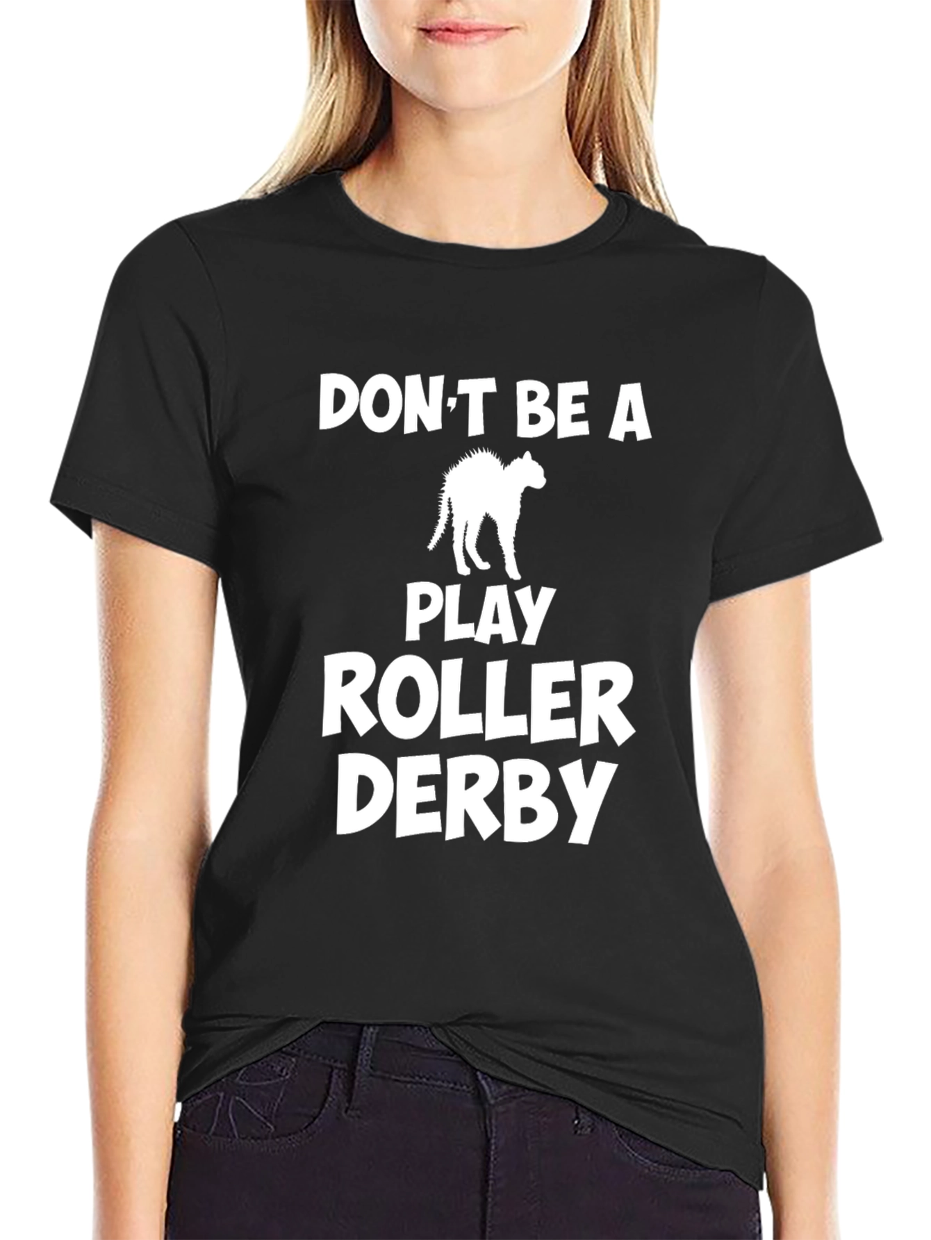 Dont Be a Scaredy Cat Roller Derby Black T-Shirt