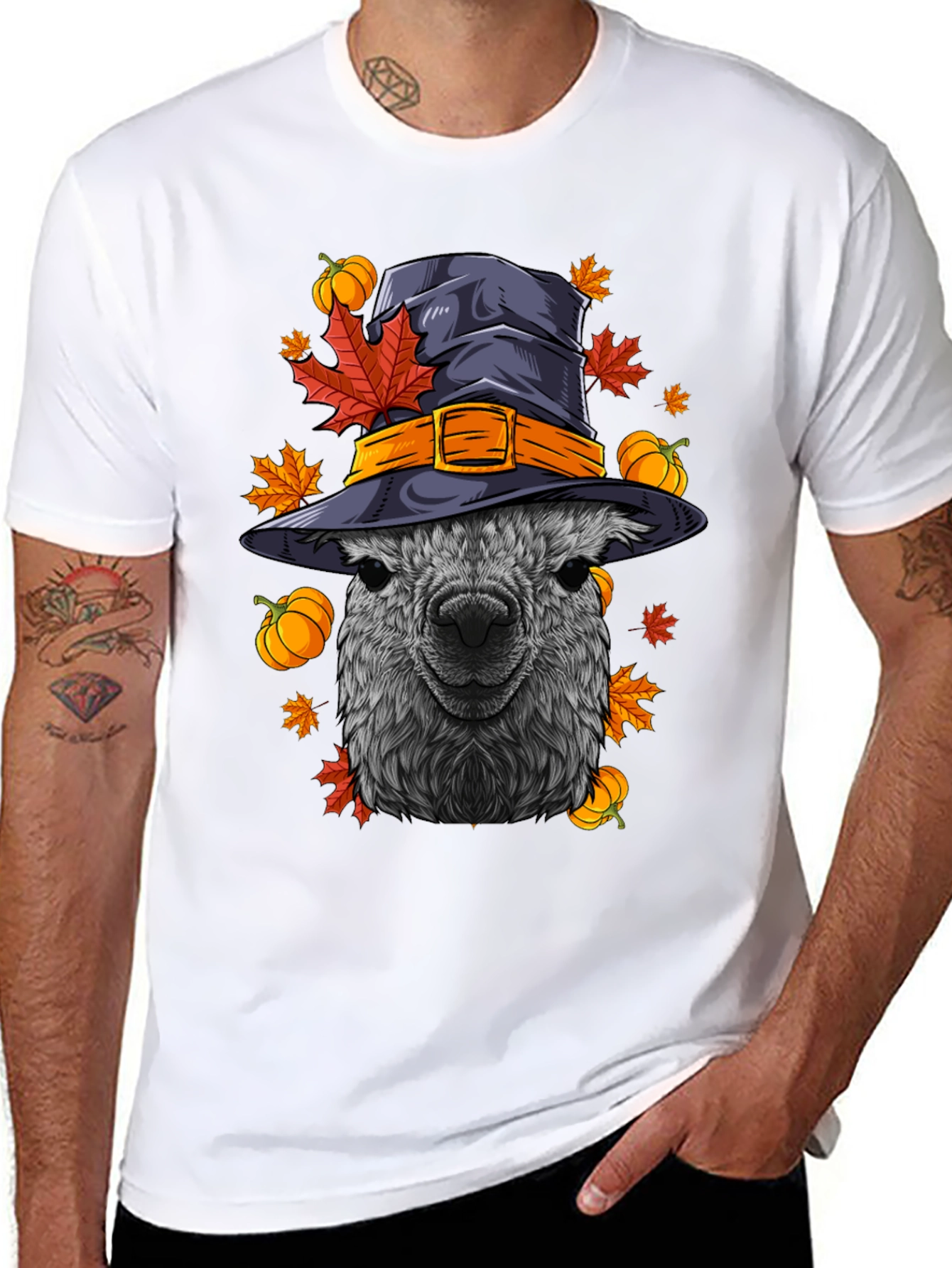 Halloween Alpaca Witch Hat T-Shirt