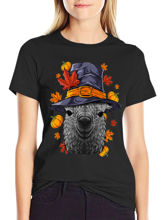Halloween Alpaca Witch Hat T-Shirt
