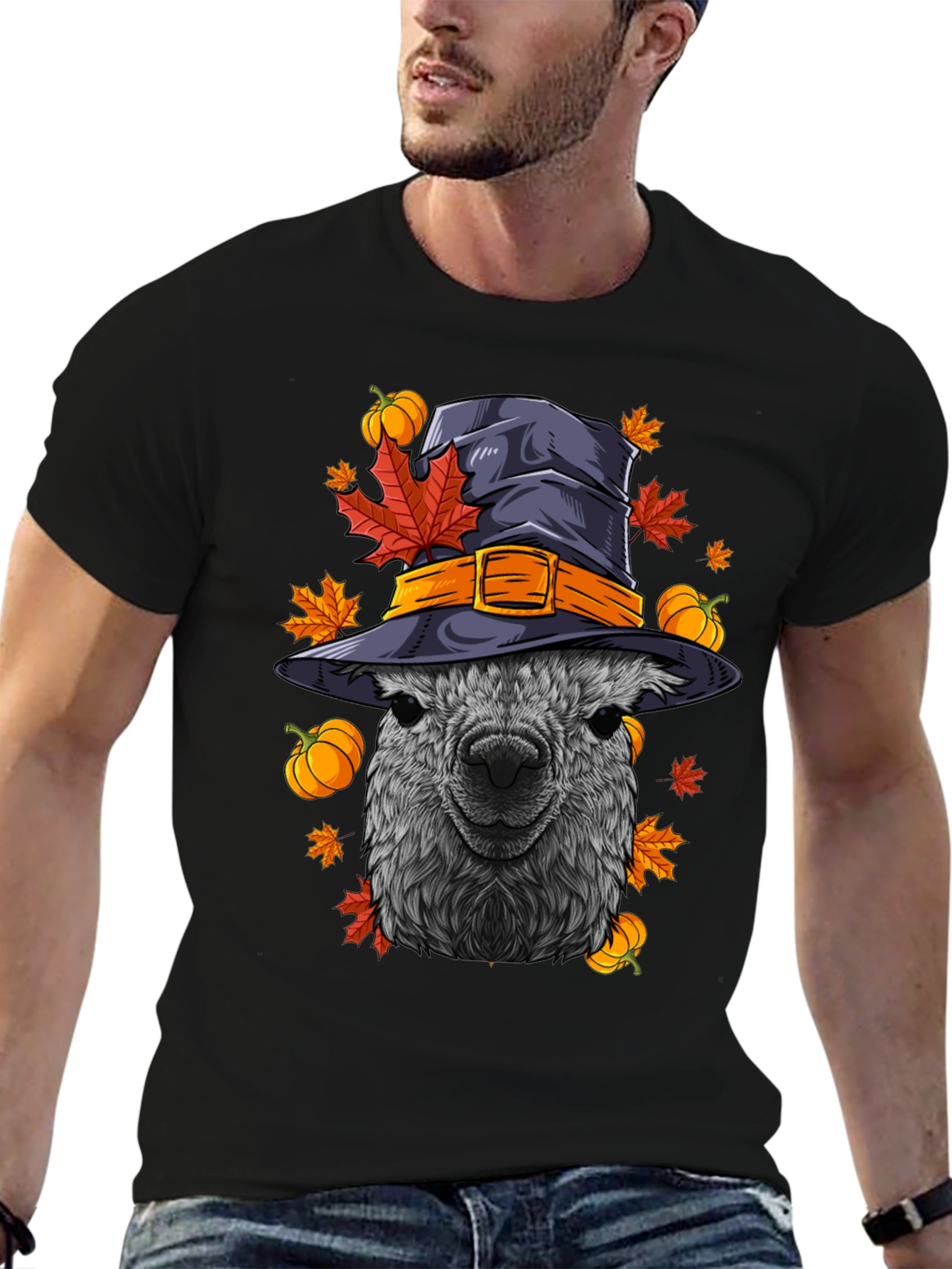 Halloween Alpaca Witch Hat T-Shirt