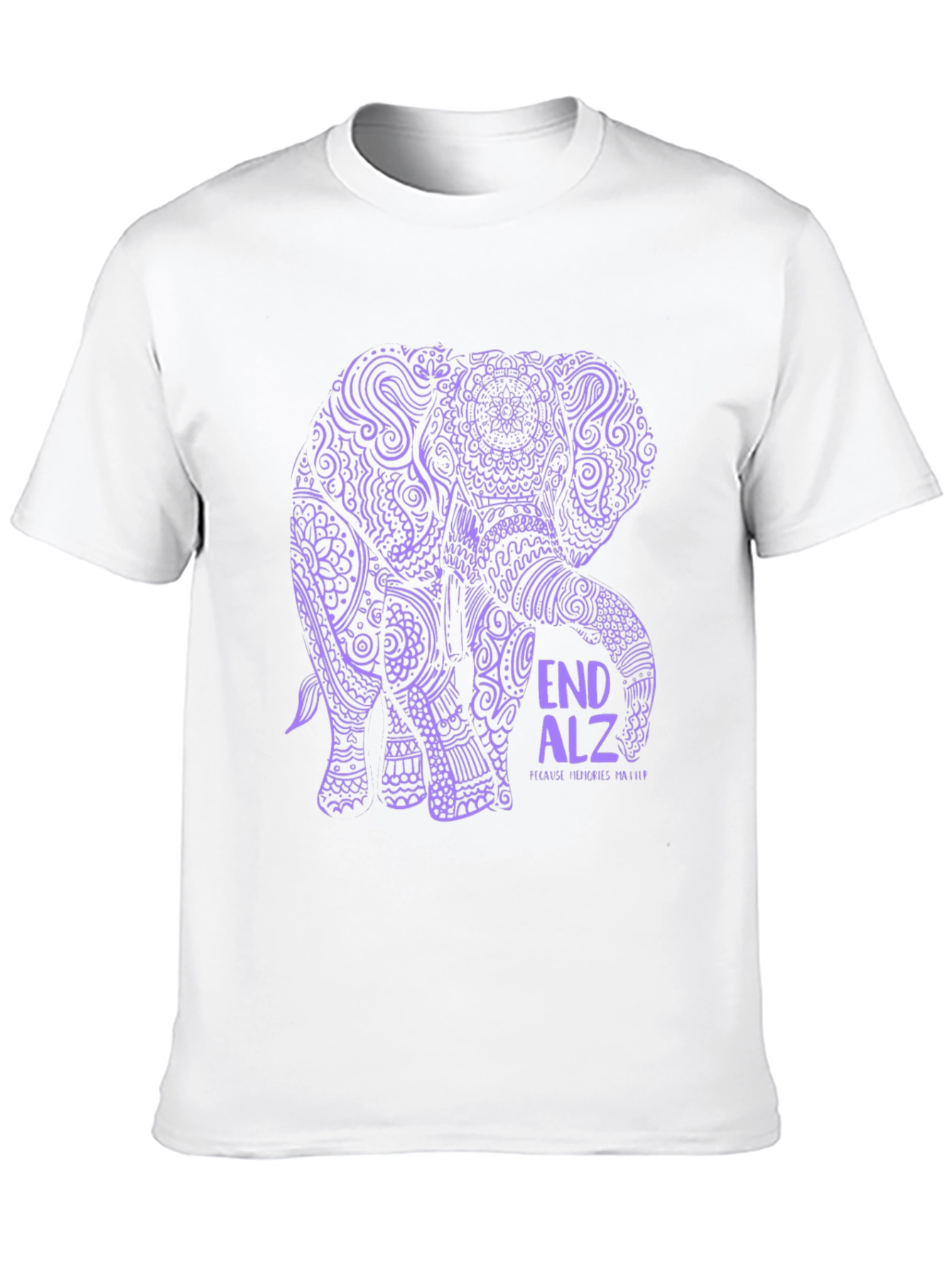 End Alz Elephant T-Shirt Black Cotton