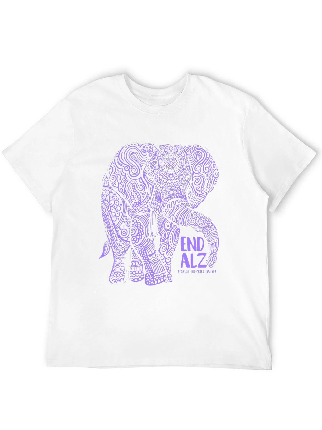 End Alz Elephant T-Shirt Black Cotton