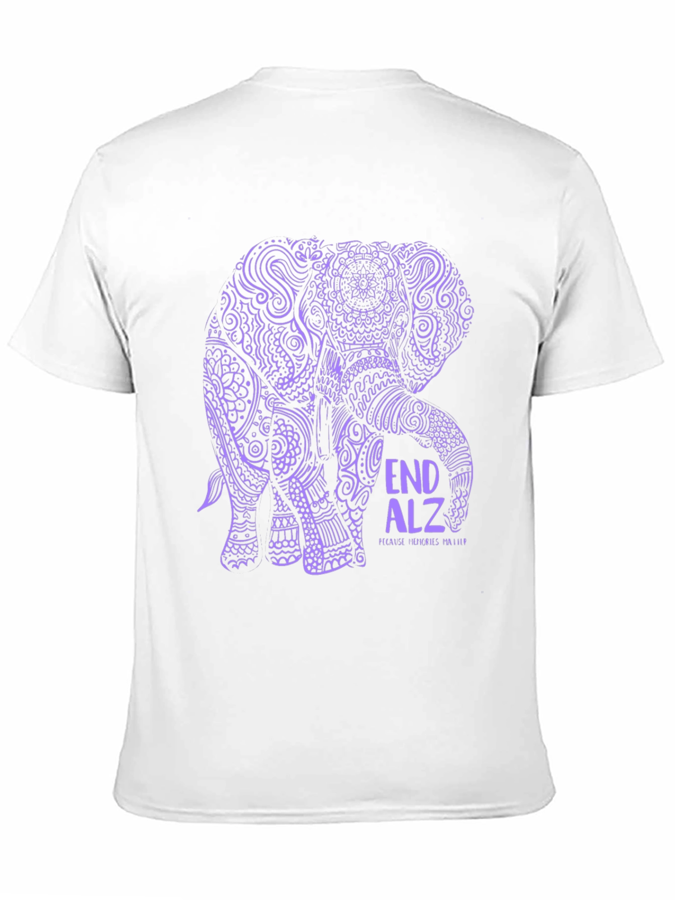 End Alz Elephant T-Shirt Black Cotton