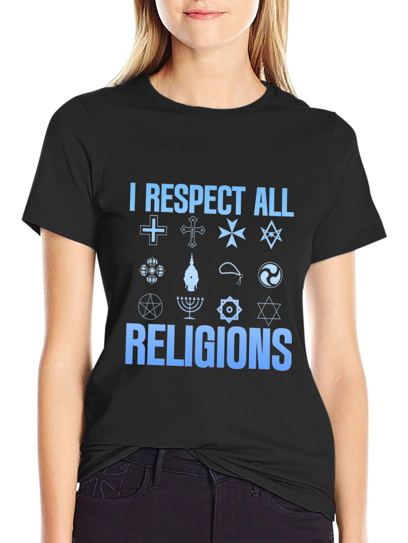 I Respect All Religions T-Shirt - Unisex Black Tee