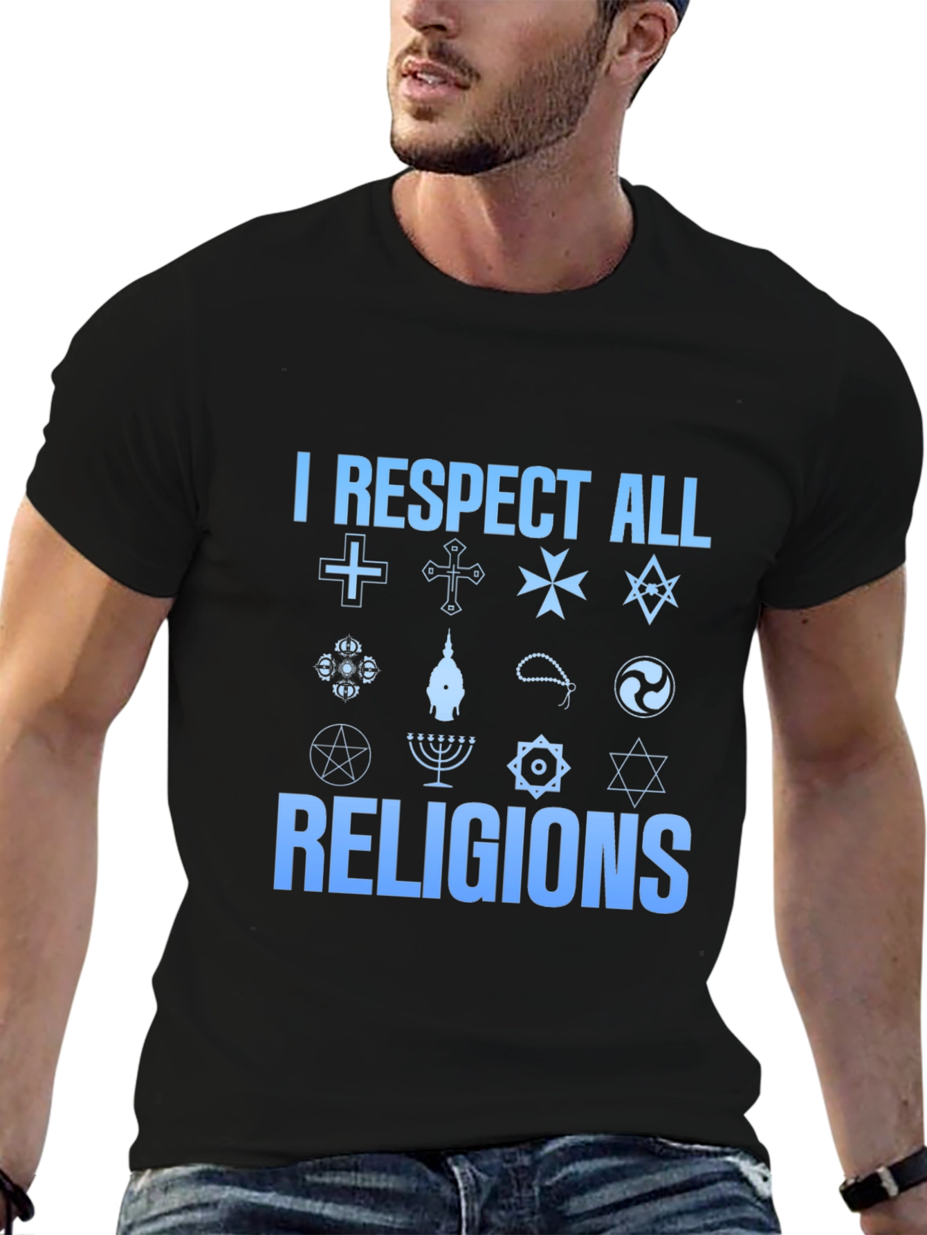 I Respect All Religions T-Shirt - Unisex Black Tee
