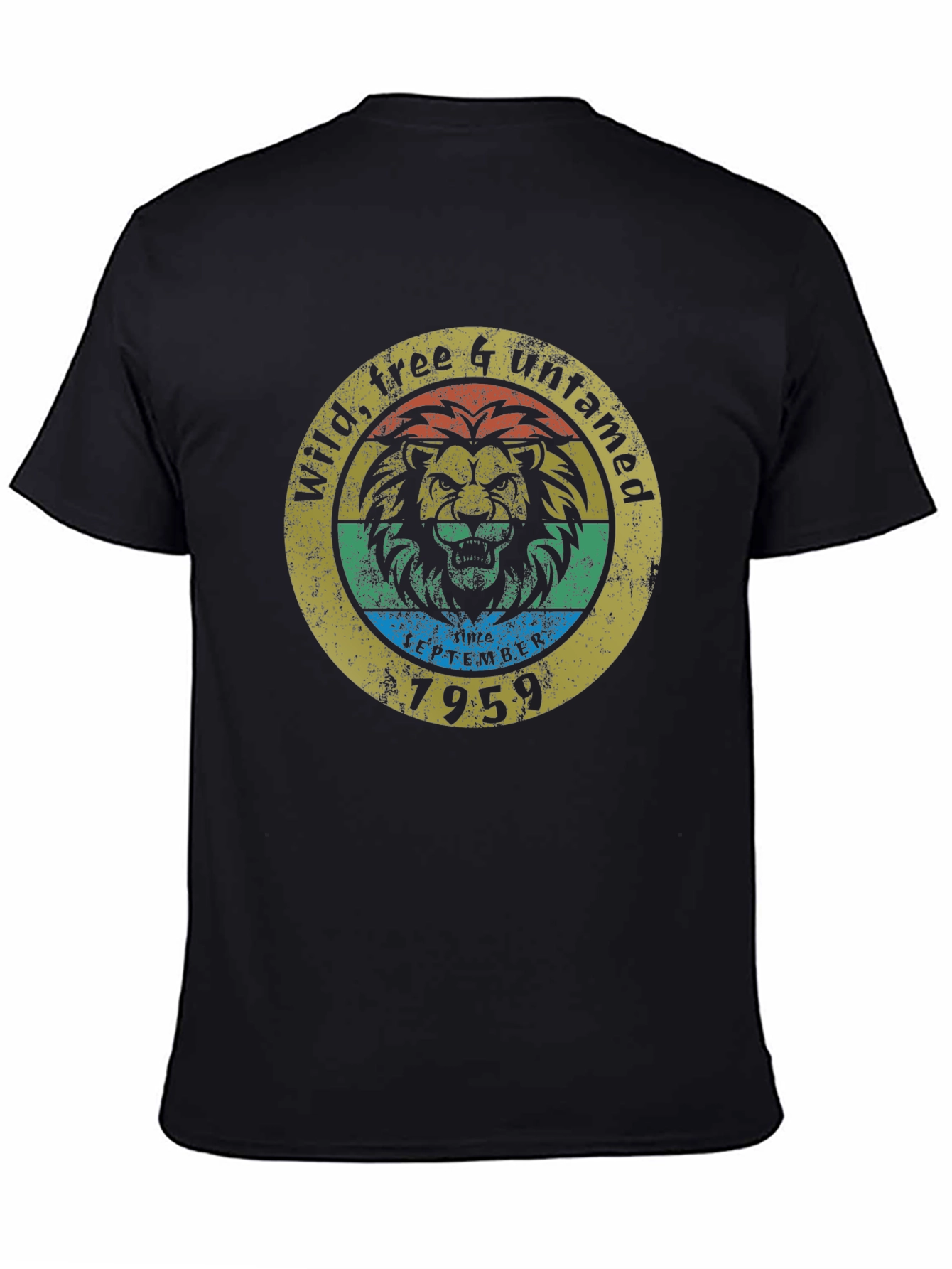 Wild Free Untamed Lion Black T-Shirt