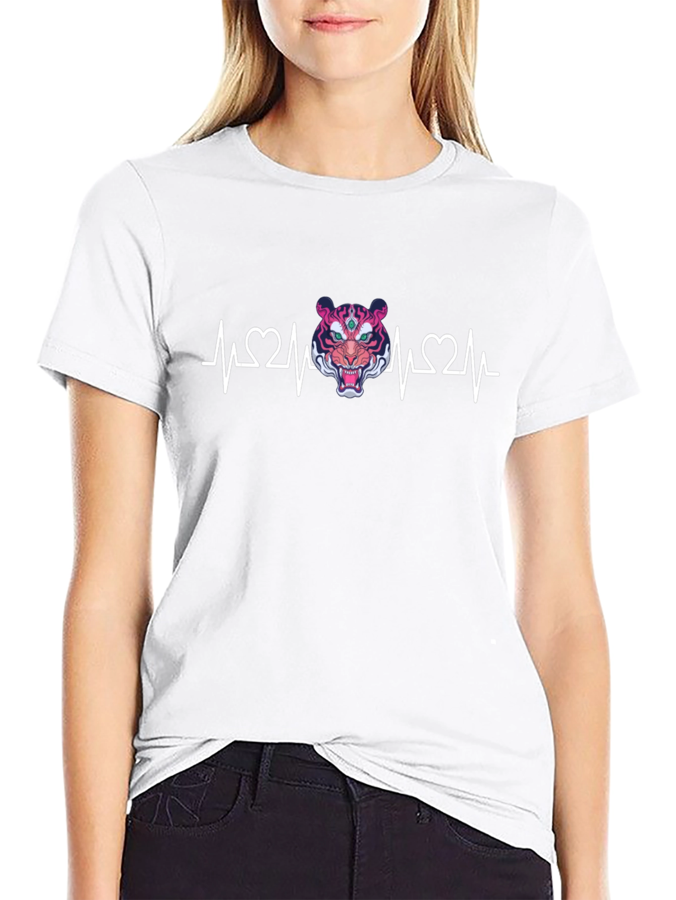 Heartbeat Tiger Graphic T-Shirt - Stylish Mens Tee