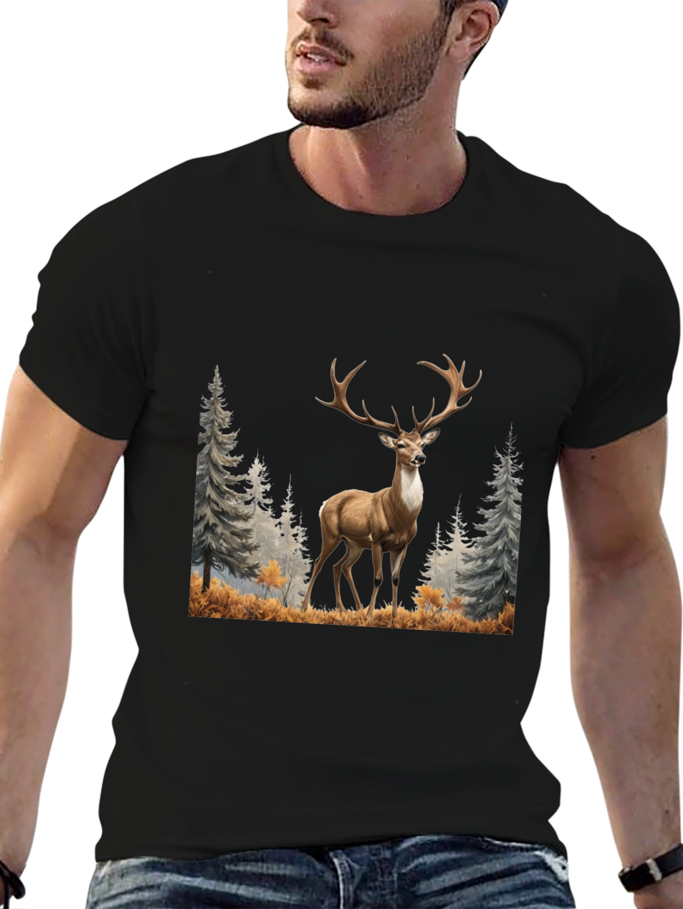 Deer Graphic Tee - Wildlife Inspired Mens T-Shirt