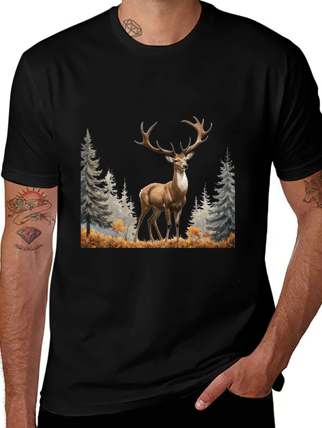 Deer Graphic Tee - Wildlife Inspired Mens T-Shirt