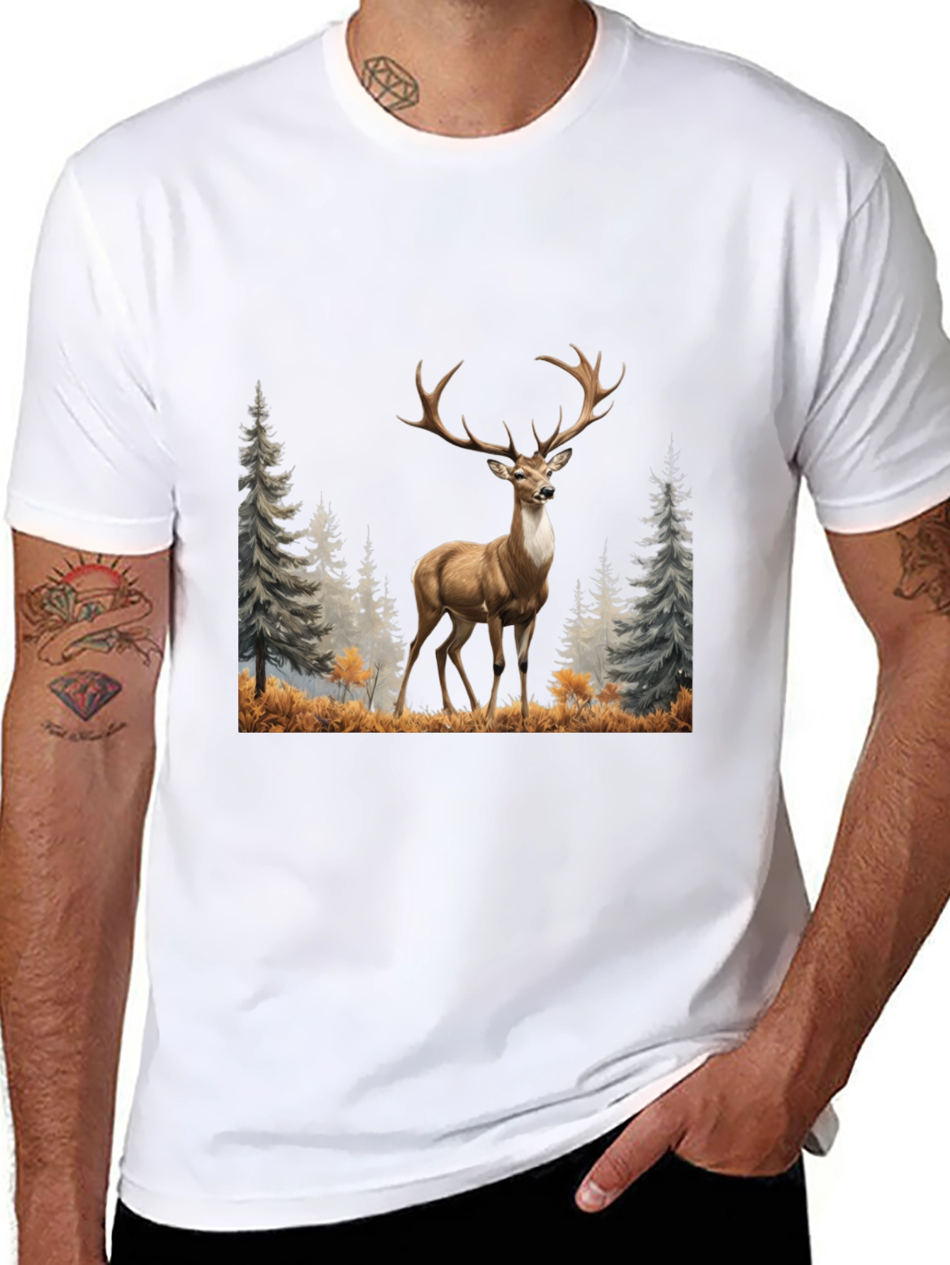 Deer Graphic Tee - Wildlife Inspired Mens T-Shirt