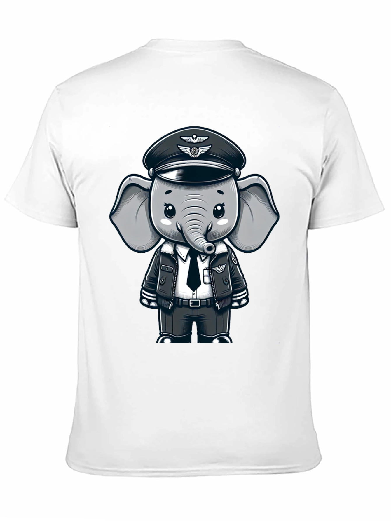 Pilot Elephant T-Shirt - Black Crew Neck