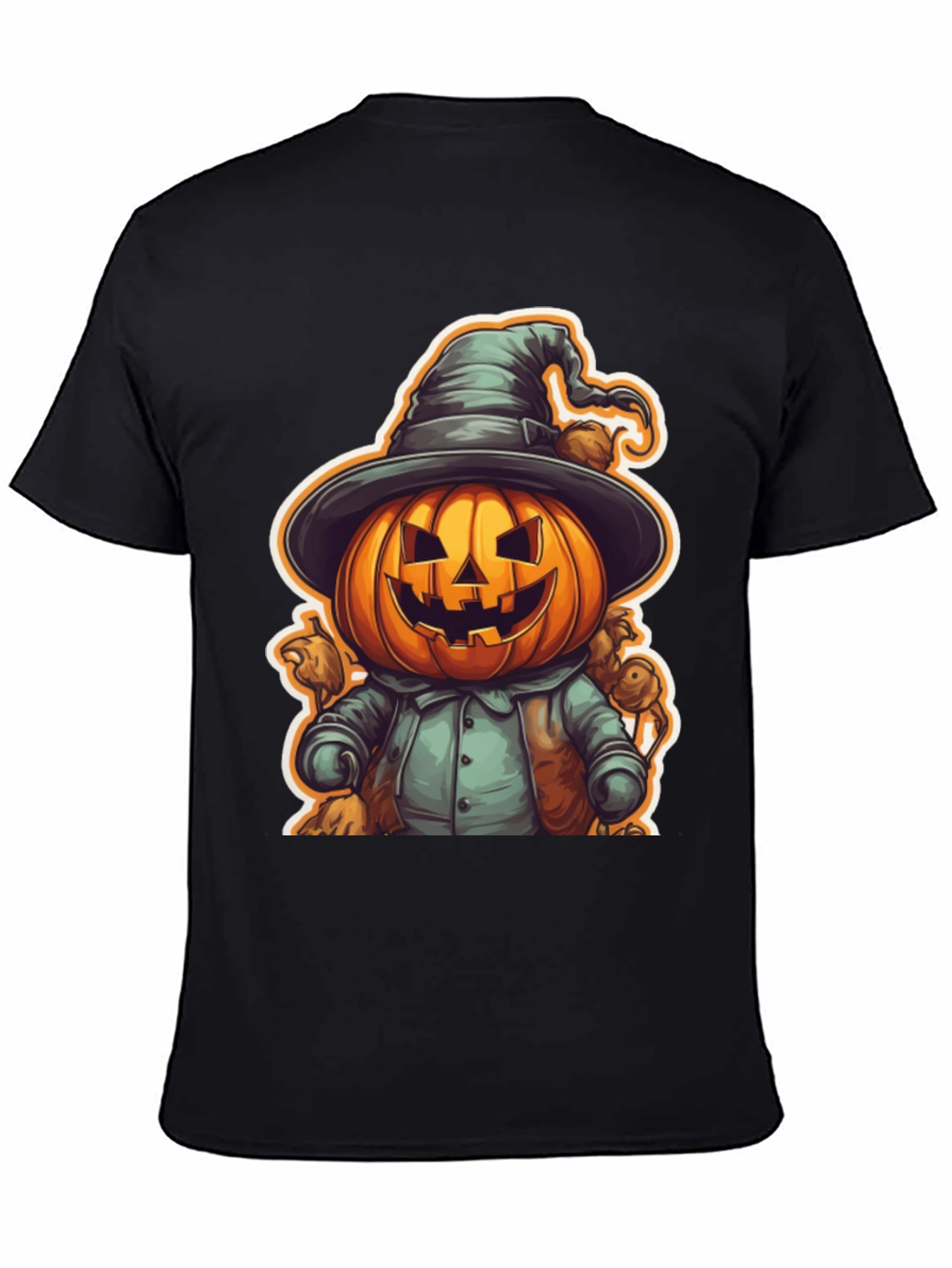 Halloween Pumpkin Witch Black T-Shirt