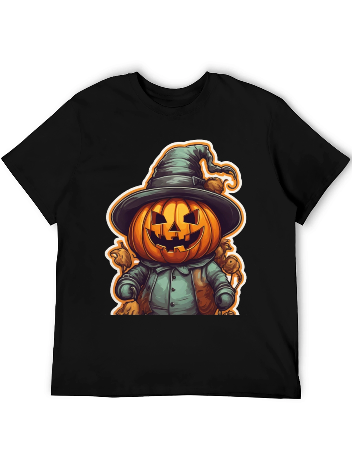 Halloween Pumpkin Witch Black T-Shirt