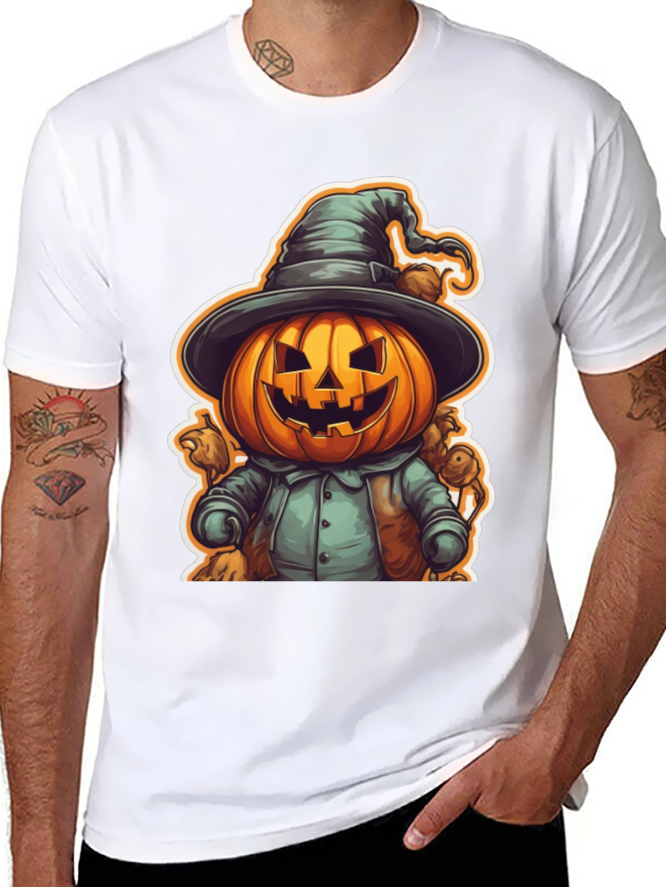 Halloween Pumpkin Witch Black T-Shirt