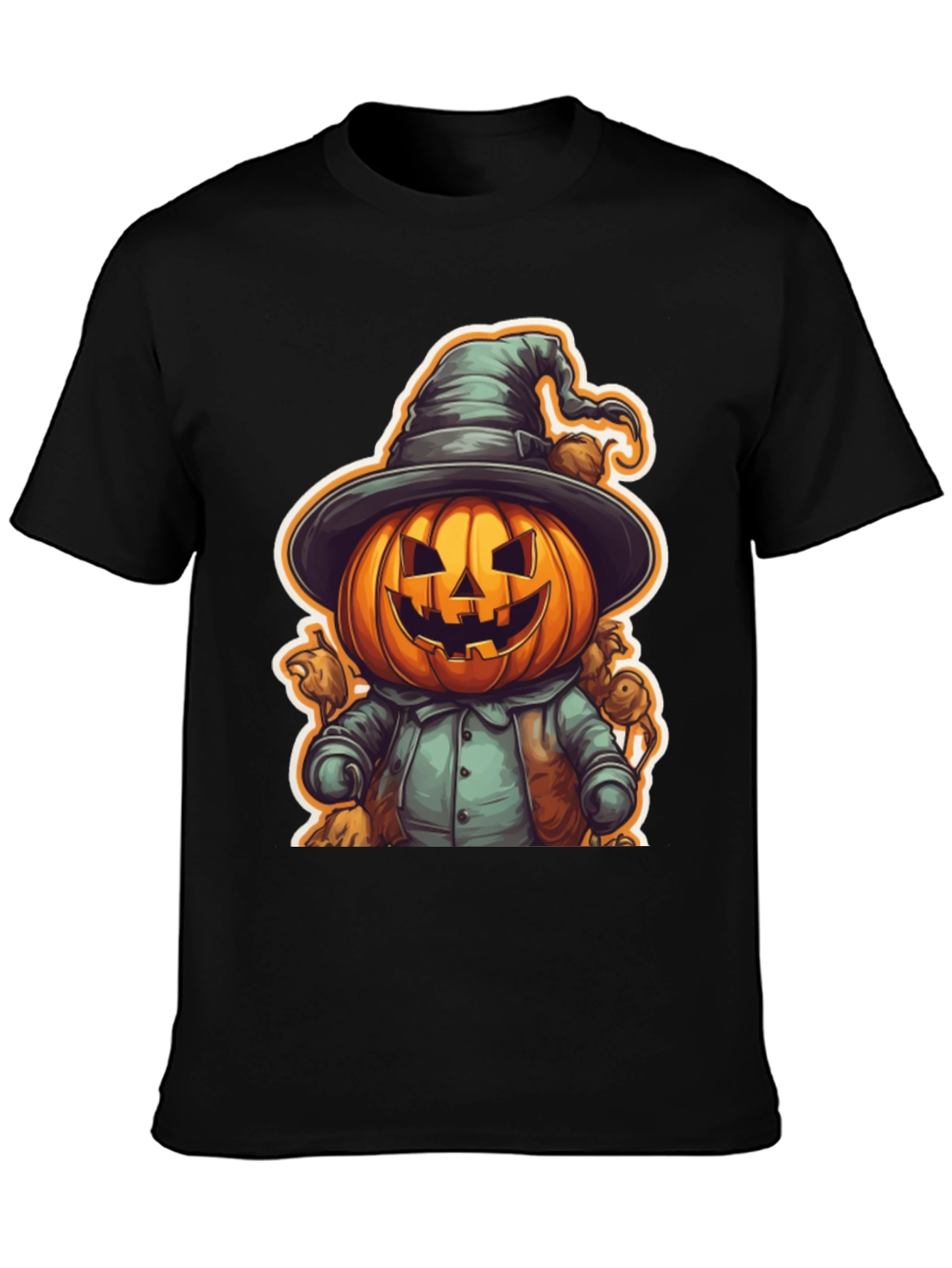 Halloween Pumpkin Witch Black T-Shirt