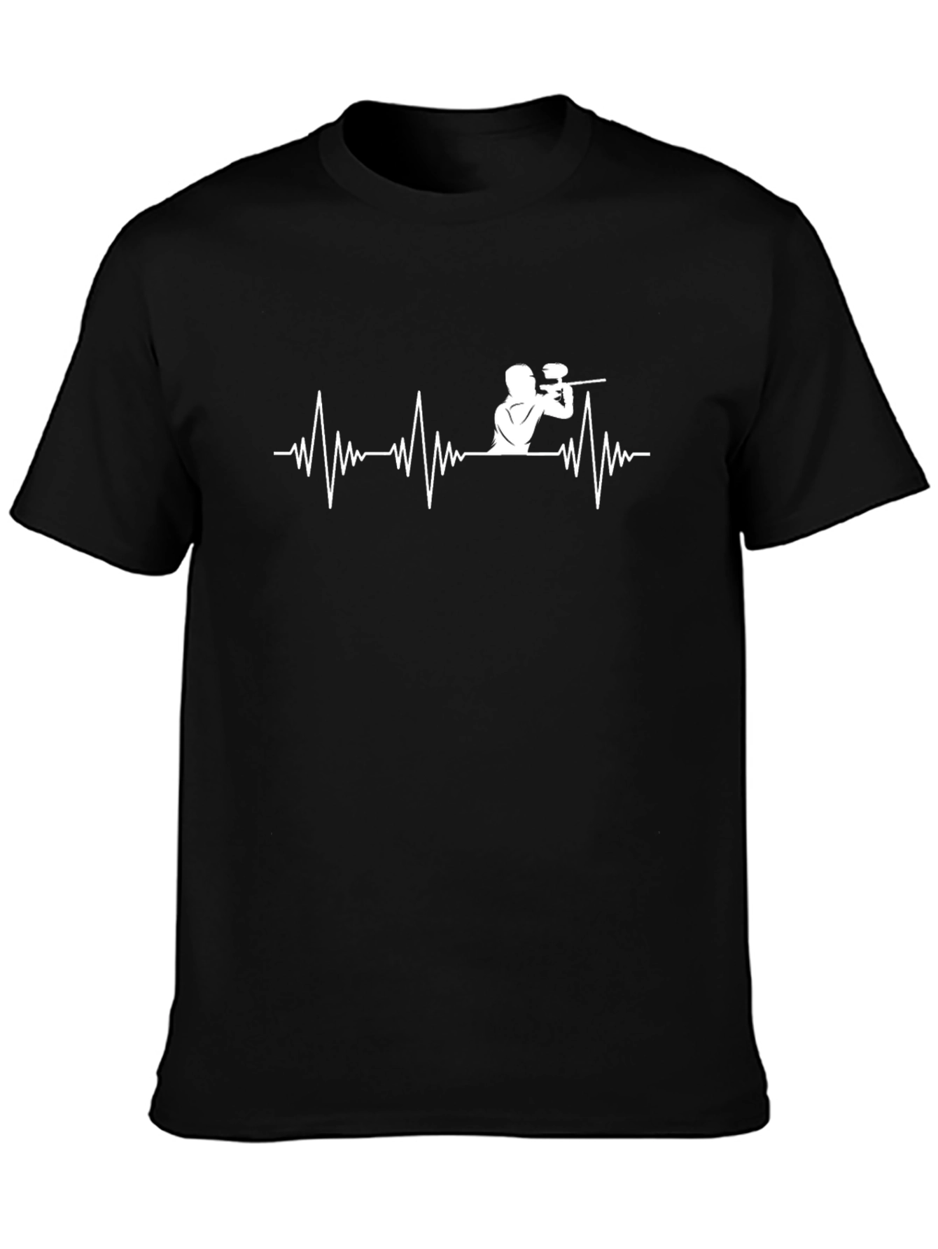 Paintball Heartbeat T-Shirt - Black Cotton Tee