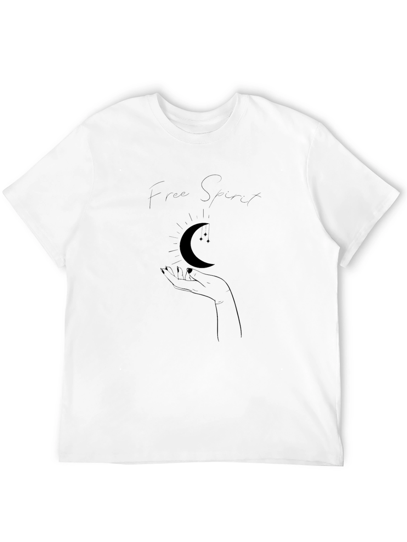 Free Spirit Moon Graphic Black T-Shirt