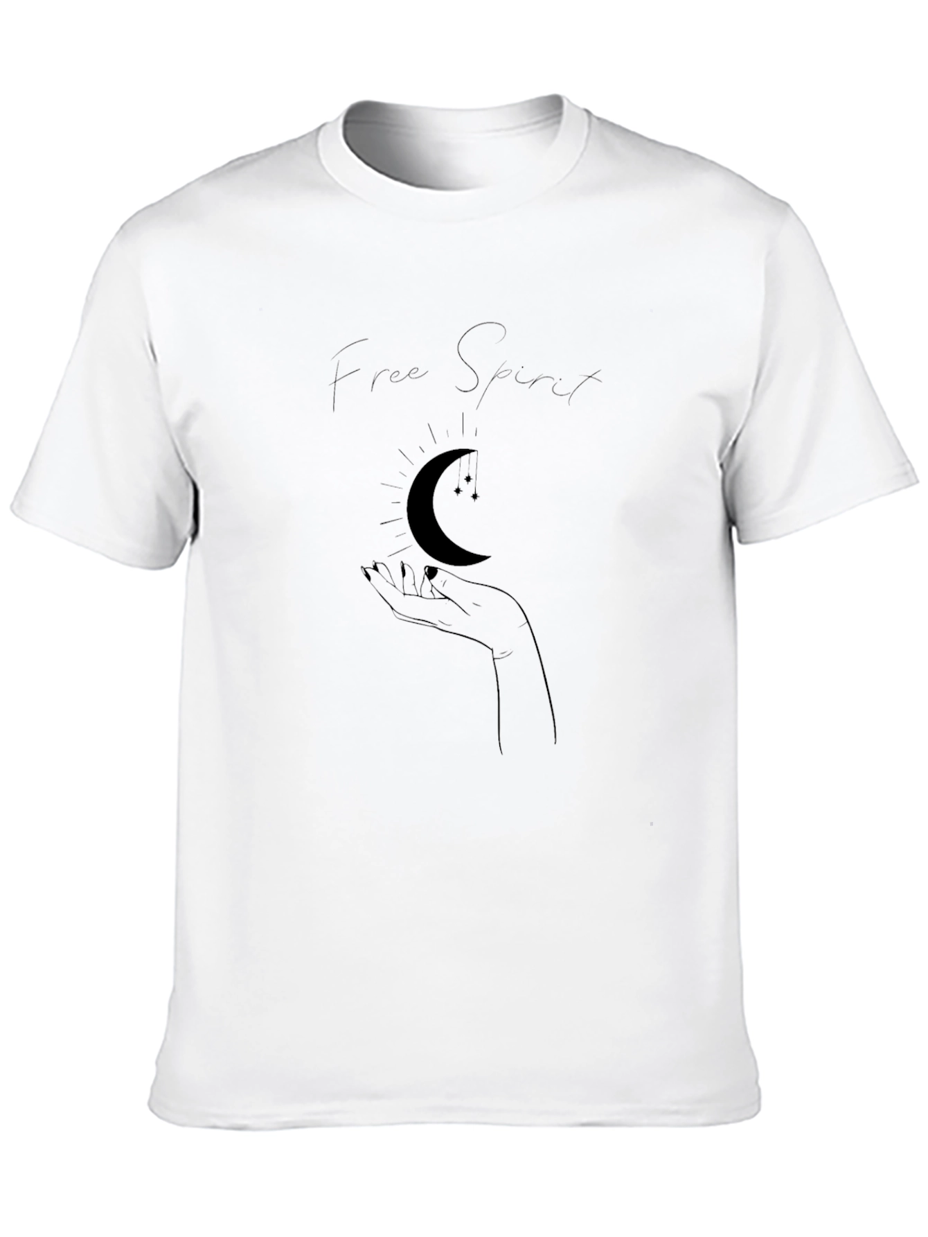 Free Spirit Moon Graphic Black T-Shirt
