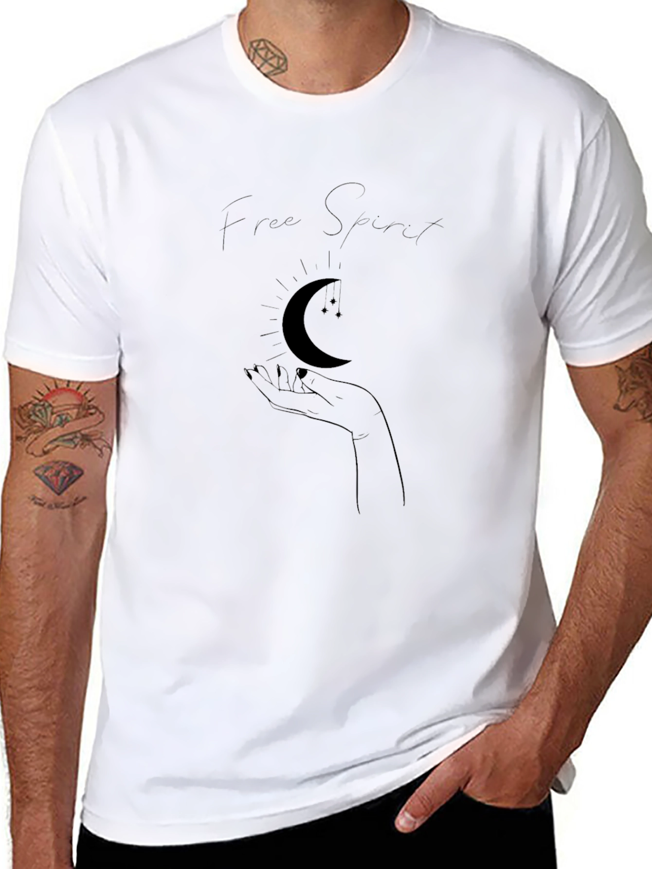 Free Spirit Moon Graphic Black T-Shirt