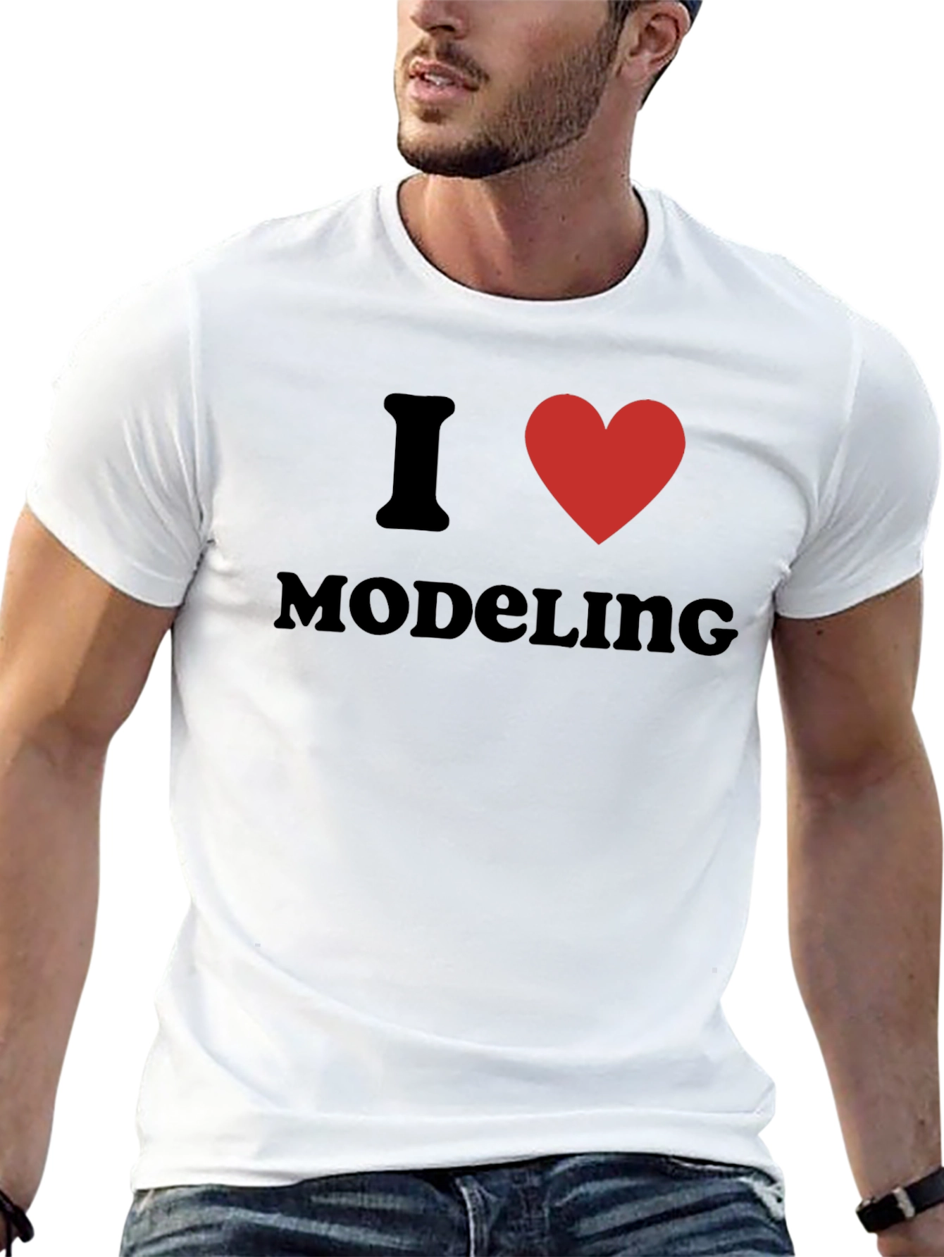 I Love Modeling T-Shirt - Black Cotton Crew Neck