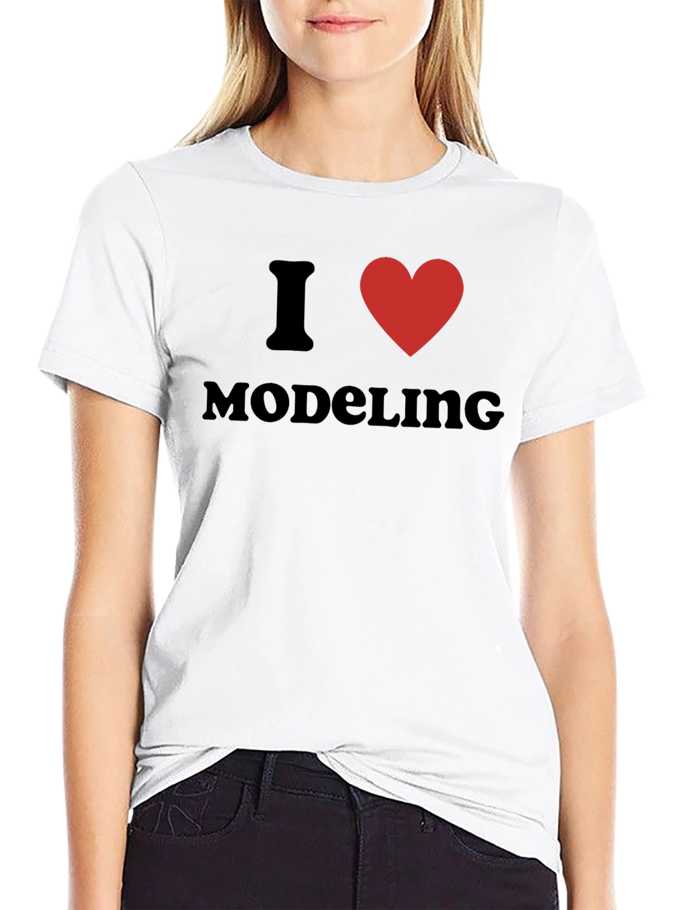 I Love Modeling T-Shirt - Black Cotton Crew Neck
