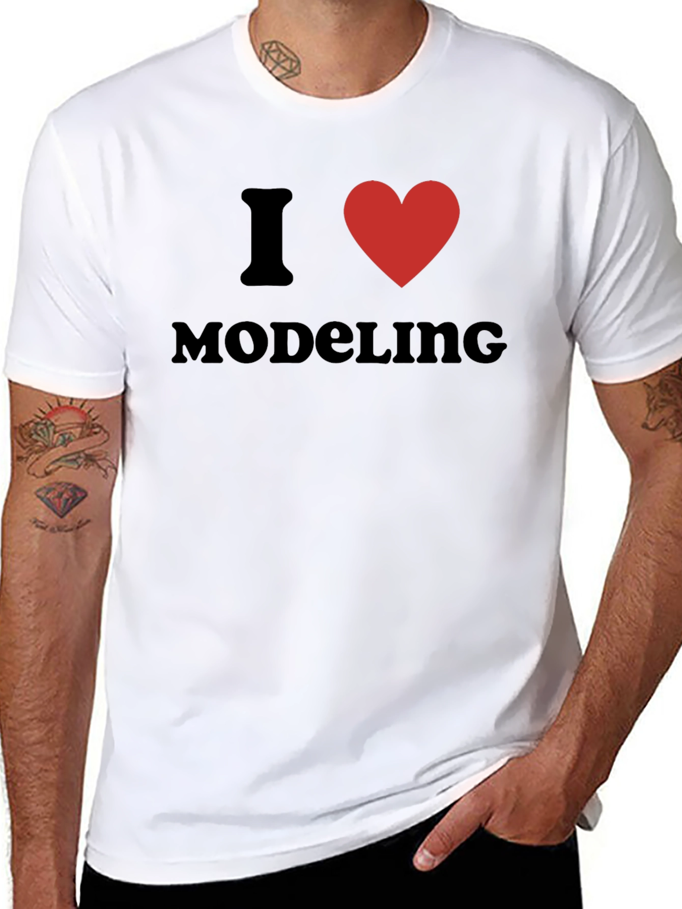 I Love Modeling T-Shirt - Black Cotton Crew Neck