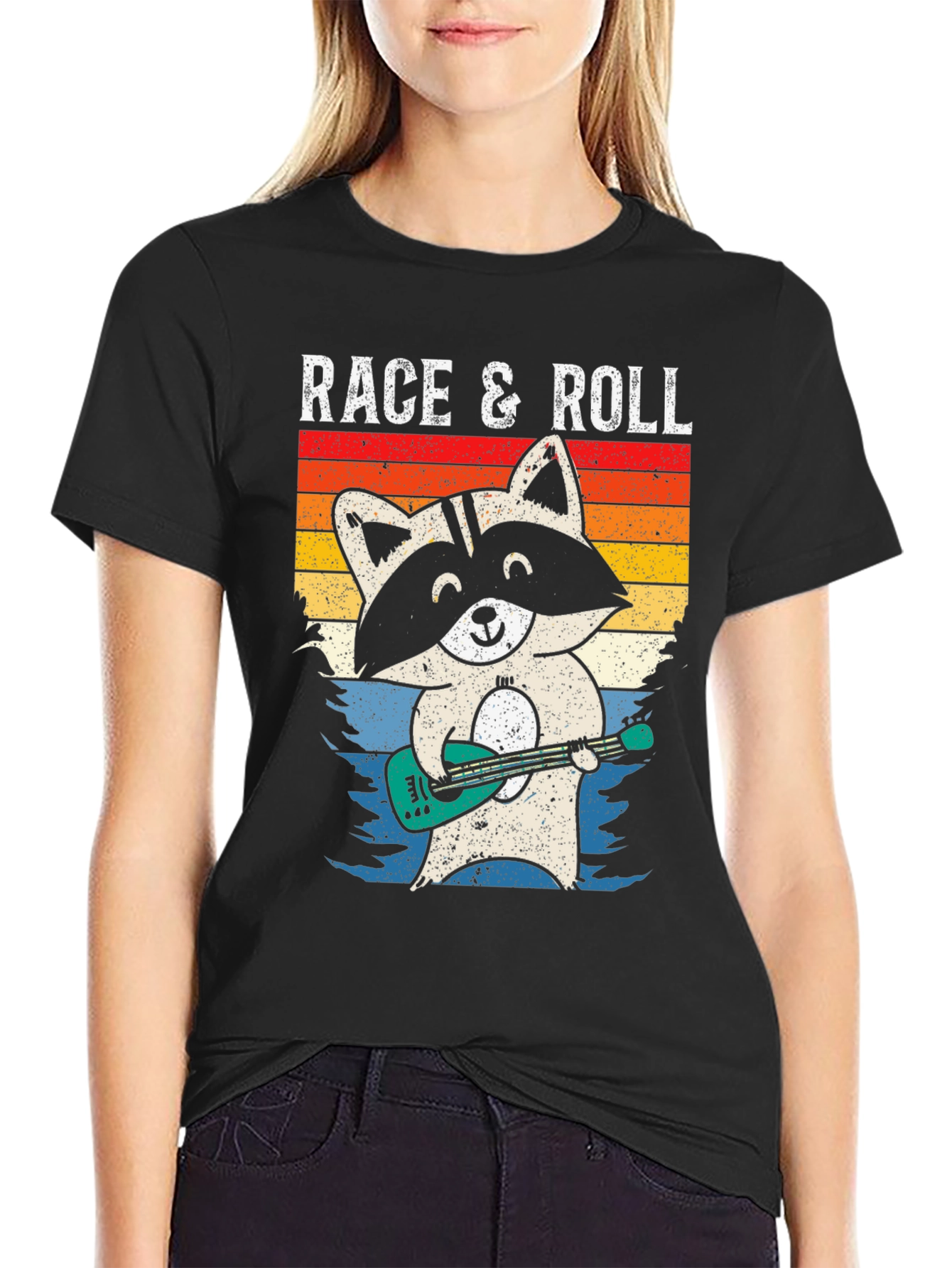 Race & Roll Raccoon Graphic Tee