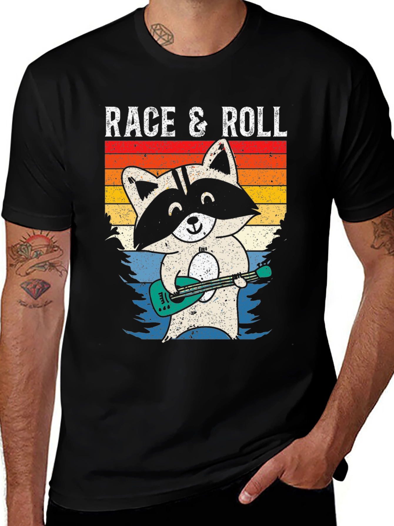 Race & Roll Raccoon Graphic Tee