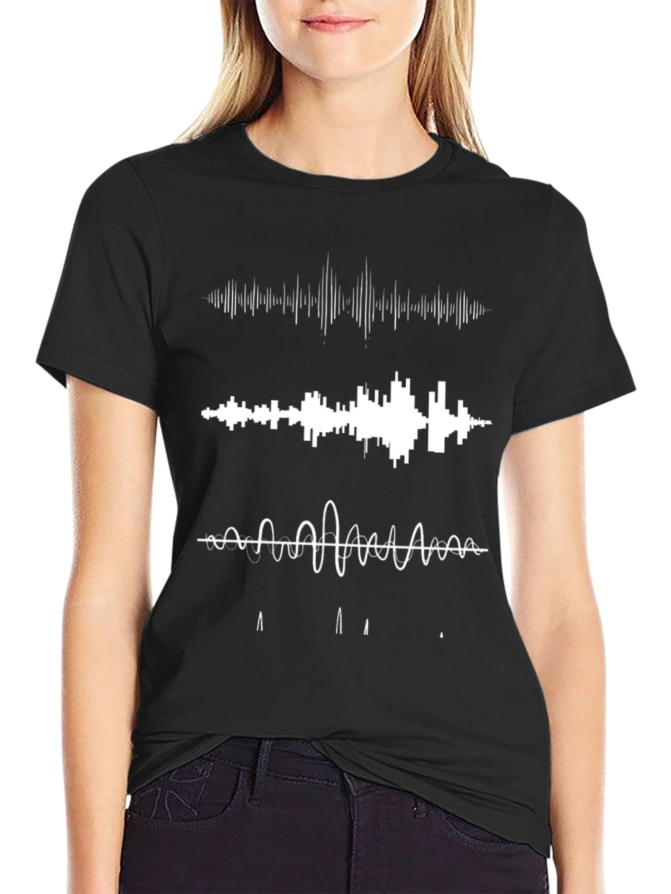 Sound Wave Graphic Black T-Shirt