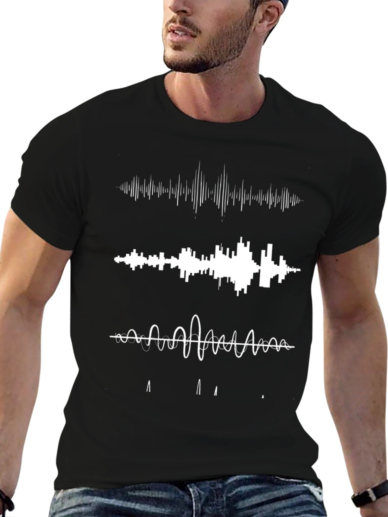 Sound Wave Graphic Black T-Shirt