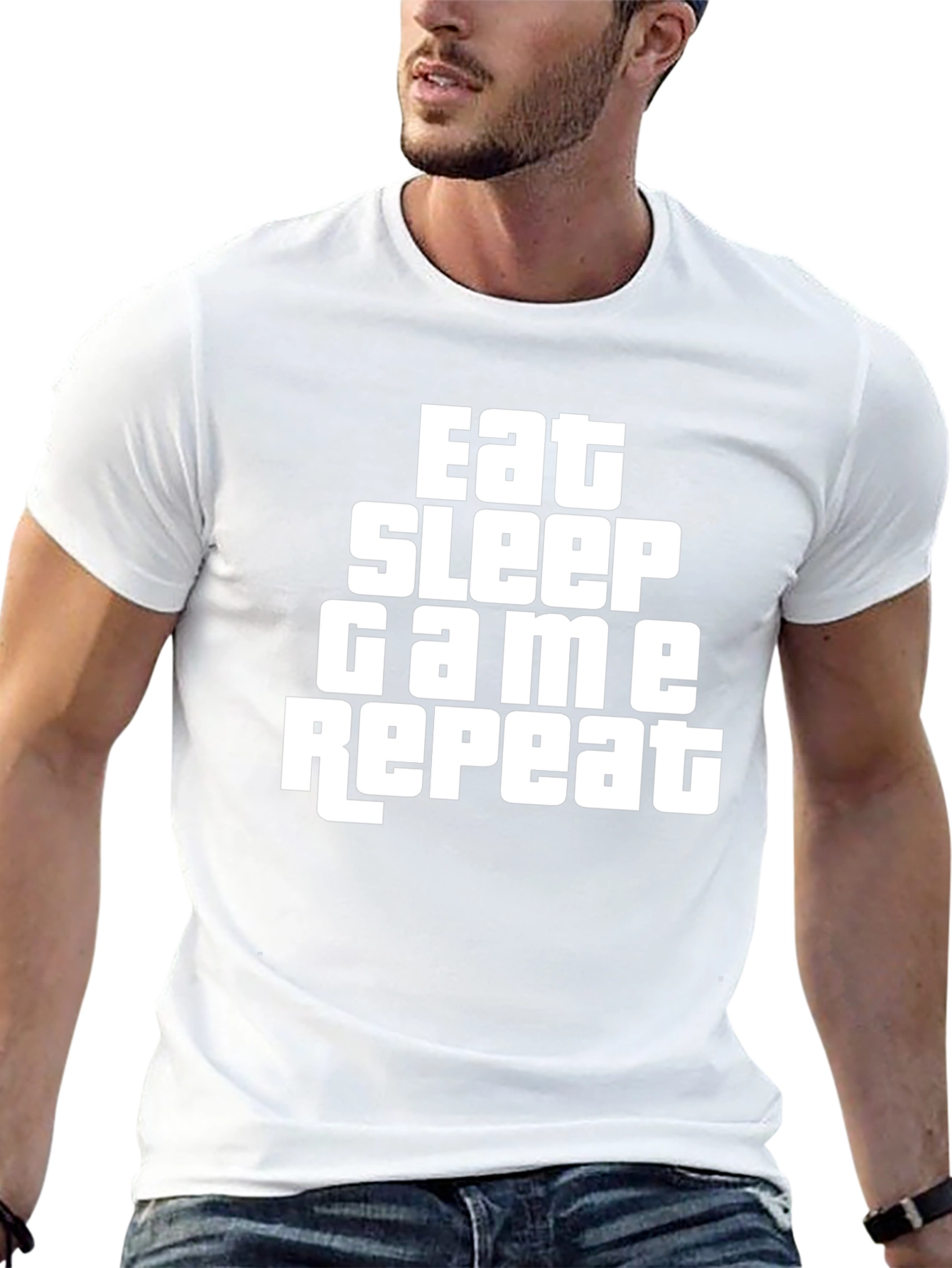 Eat Sleep Game Repeat Graphic Tee - Gamer T-Shirt