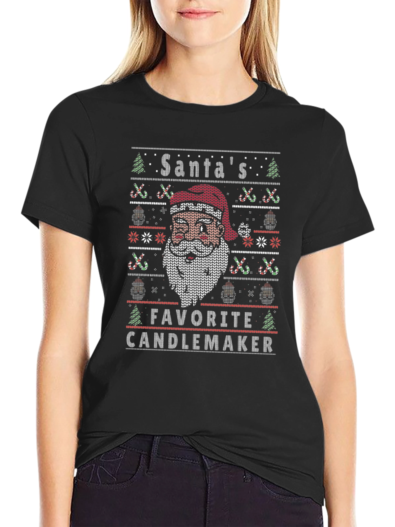 Santas Favorite Candlemaker Christmas Knit Pattern Tee