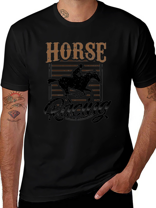 Horse Racing Graphic T-Shirt - Equestrian Style