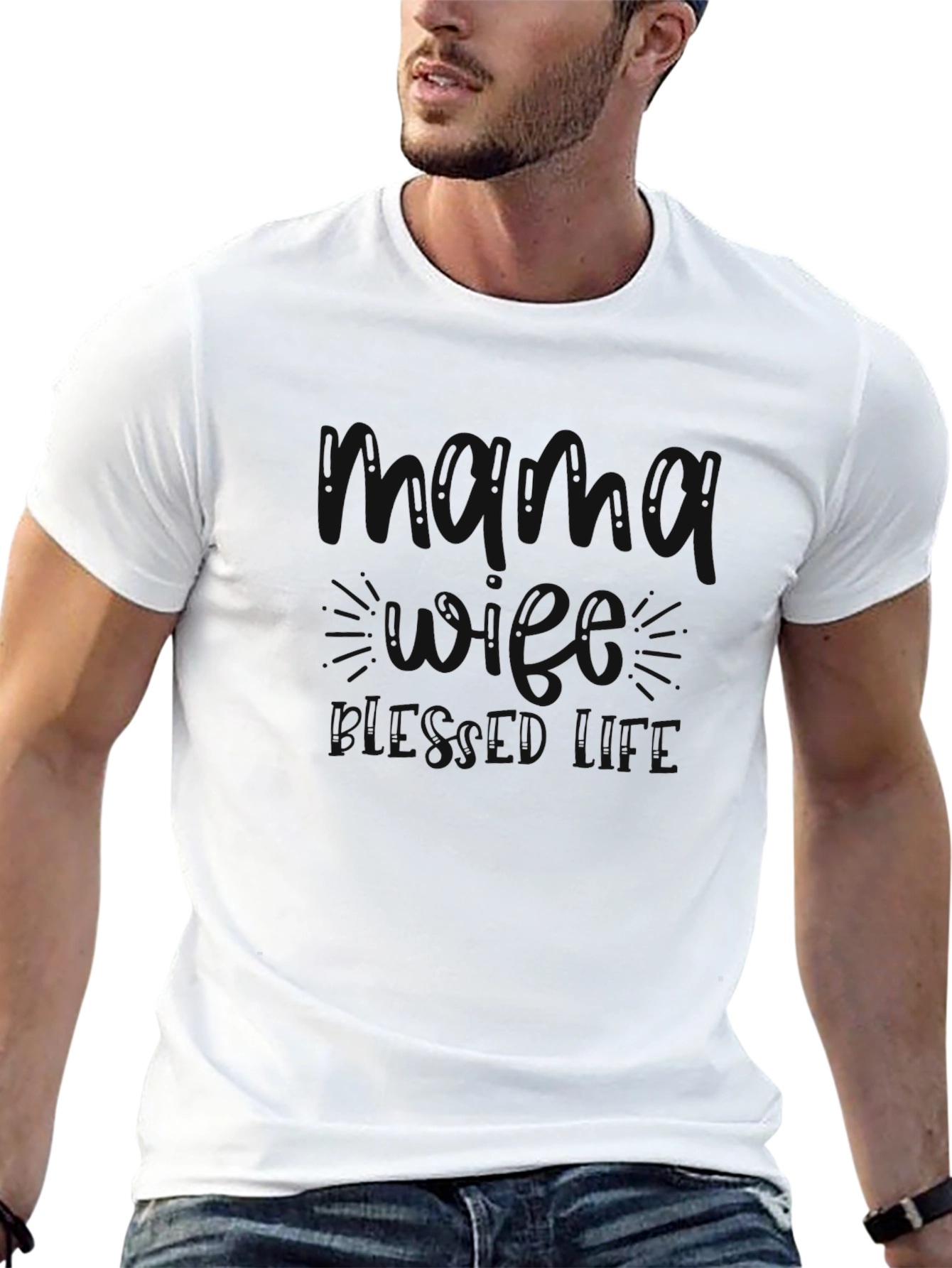 Mens Black Graphic Crew Neck Short Sleeve T-Shirt